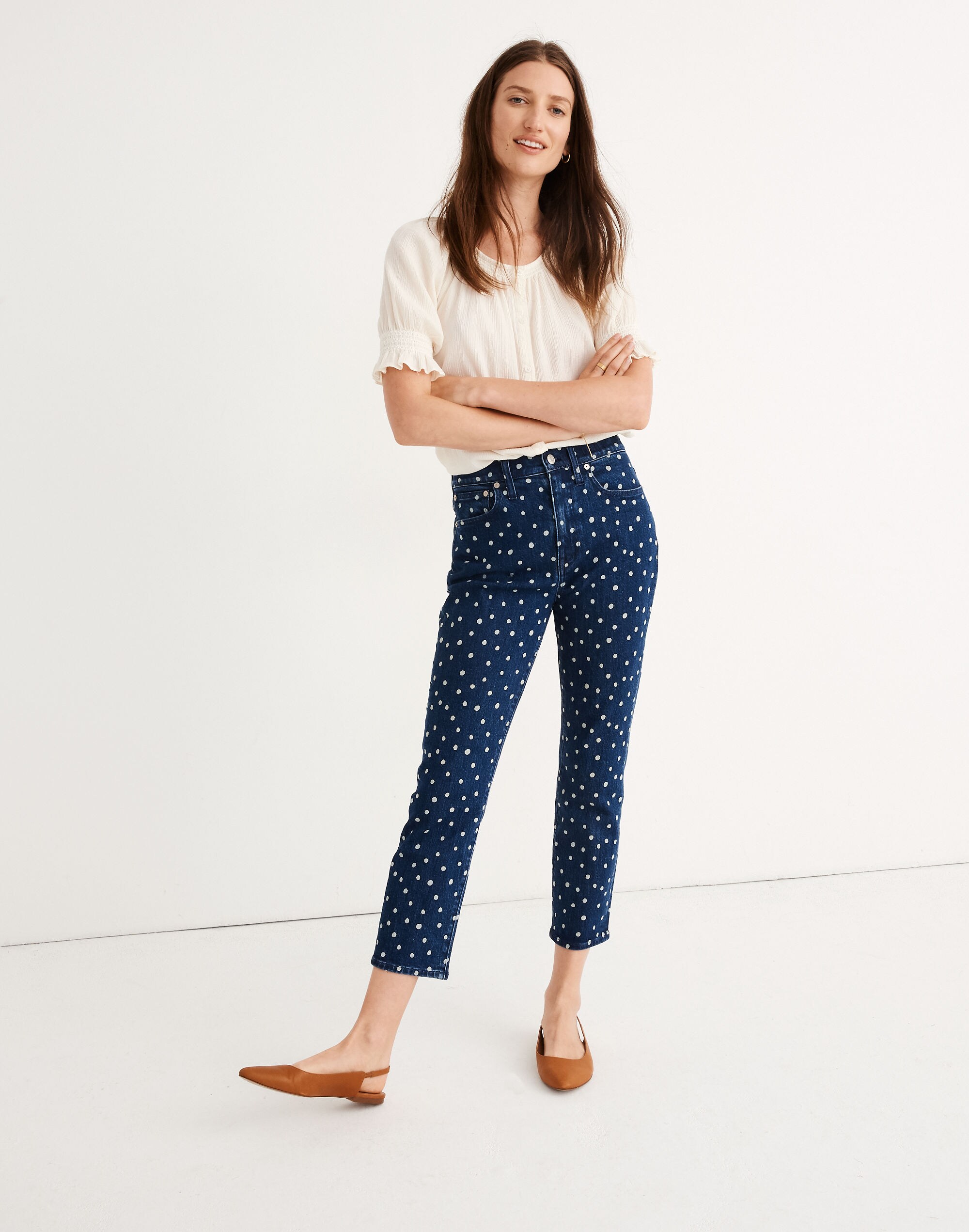 The High-Rise Slim Crop Boyjean: Bleached Dot Edition