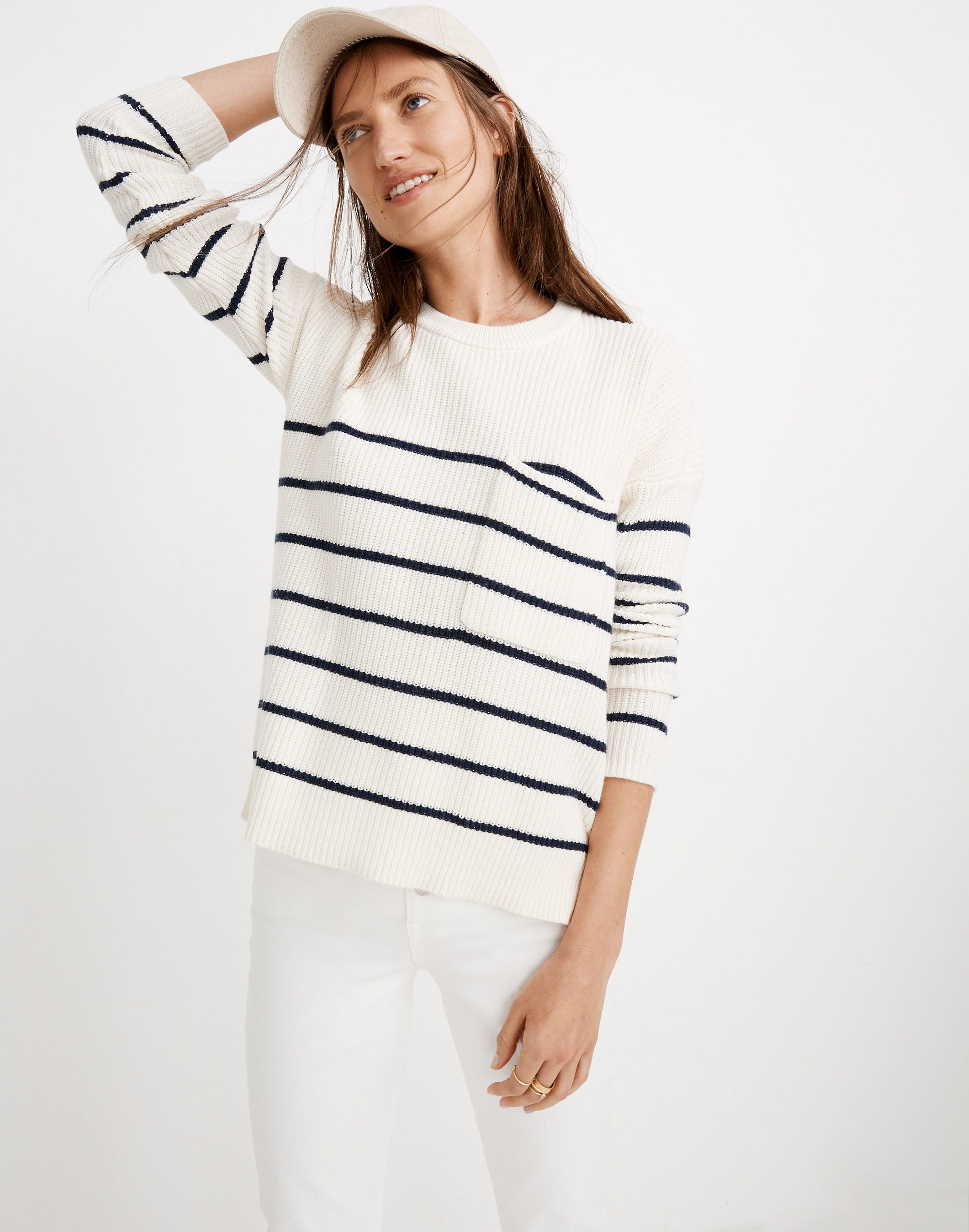 thompson pocket pullover sweater in nautical stripe
