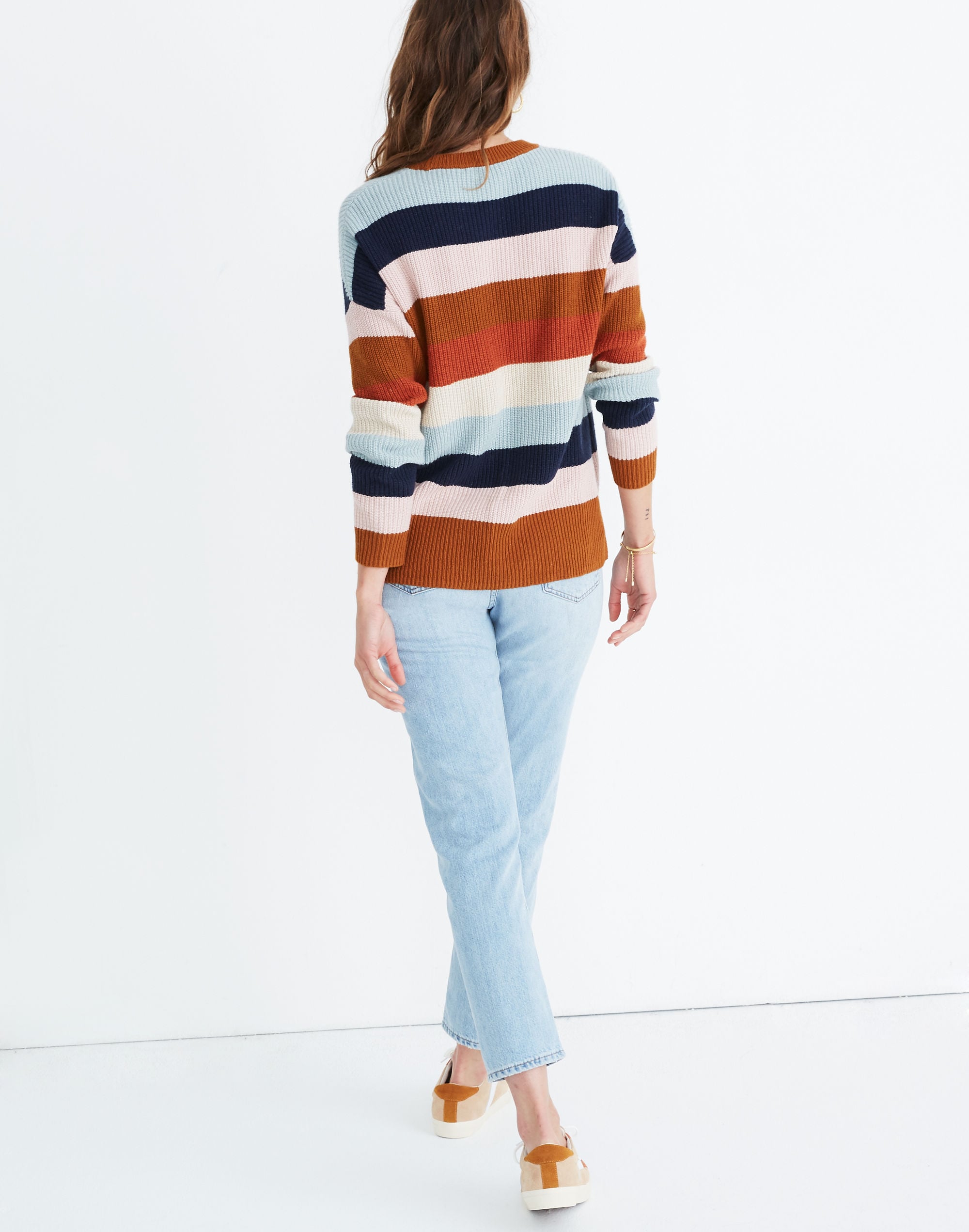 Thompson Pocket Pullover Sweater in Rainbow Stripe