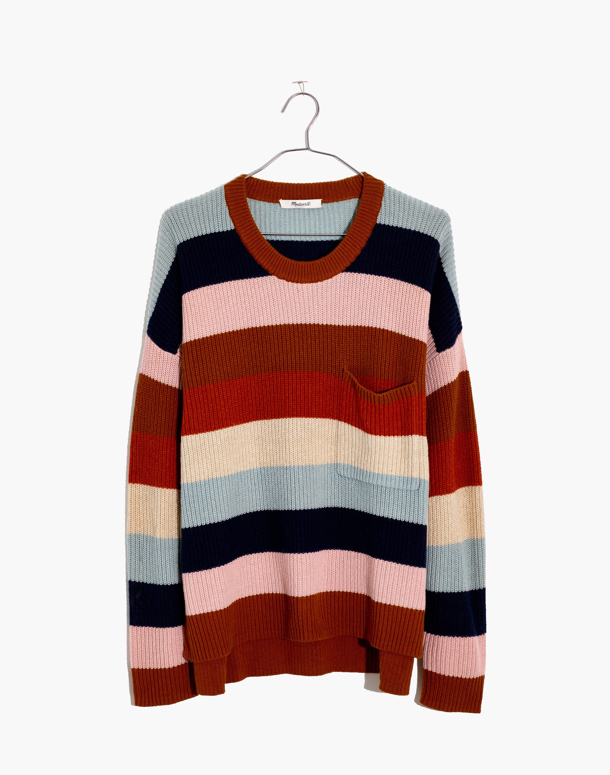 Thompson Pocket Pullover Sweater in Rainbow Stripe