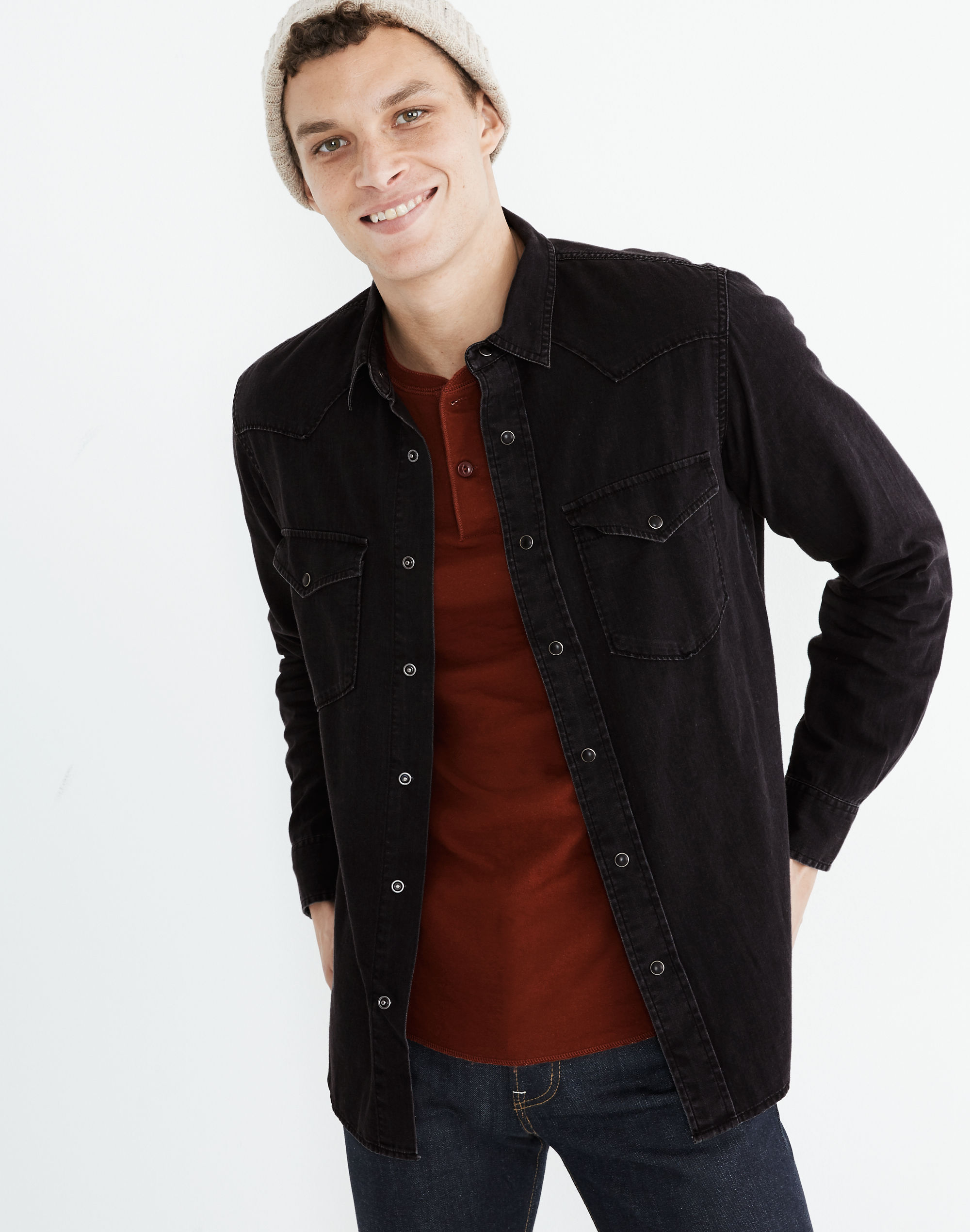 Denim Western Perfect Shirt in Black Wash