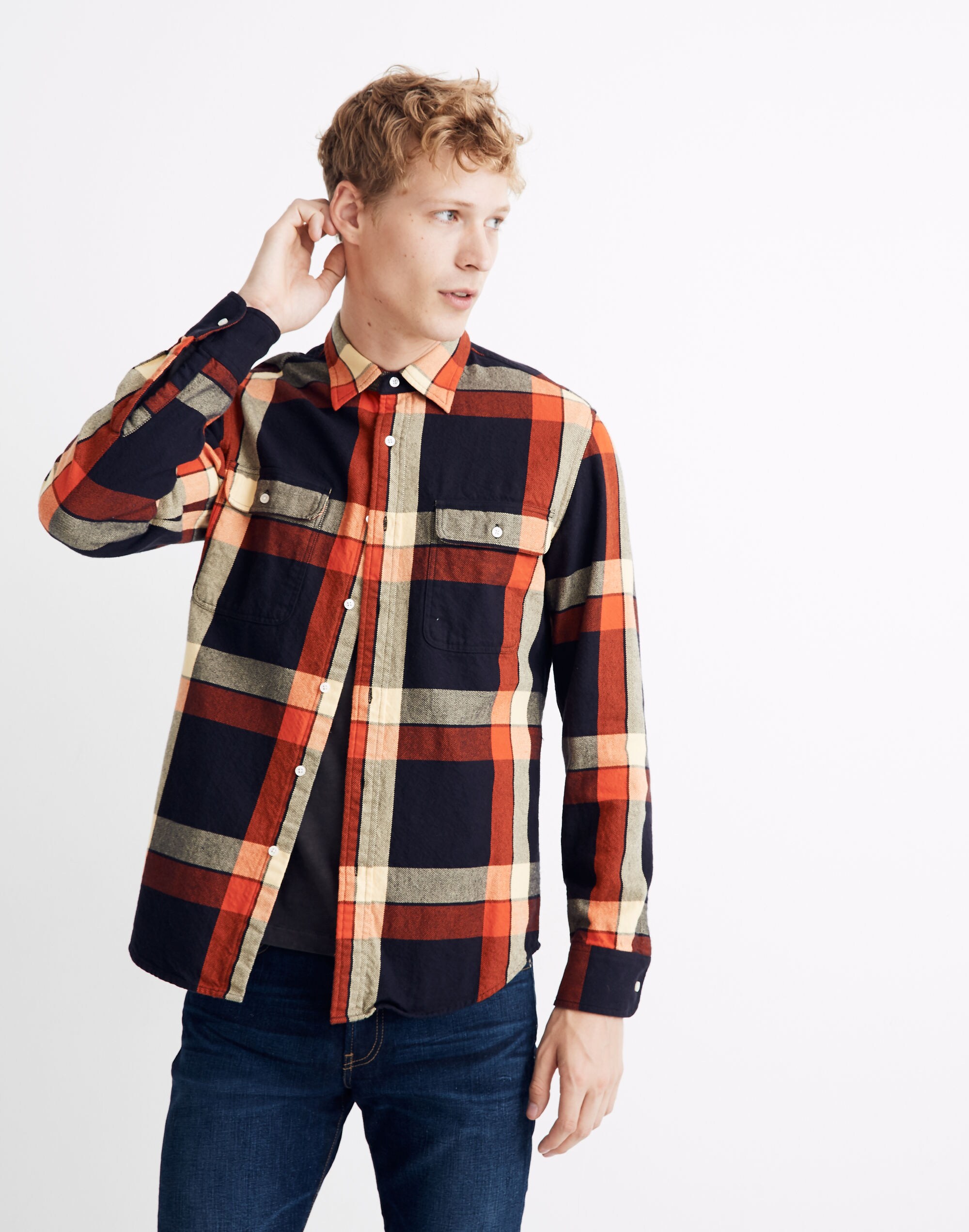 Twill Shirt in Double Windowpane