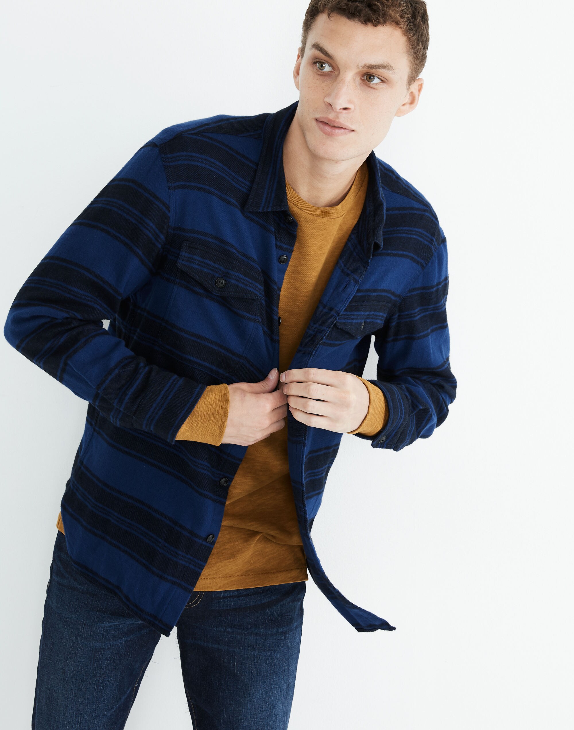 Brushed Twill Shirt in Blanket Stripe