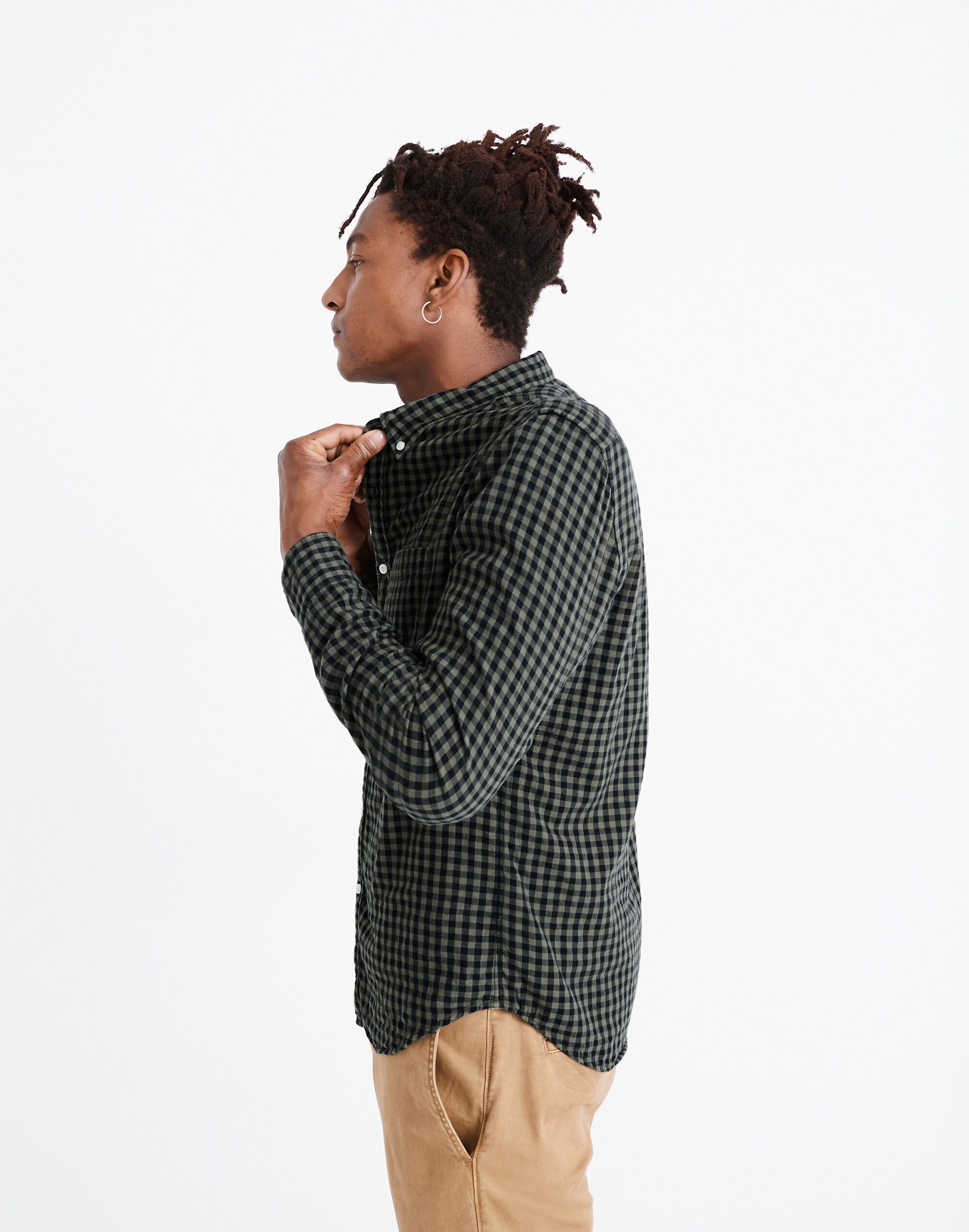 Double-Weave Button-Down Shirt in Gingham Check