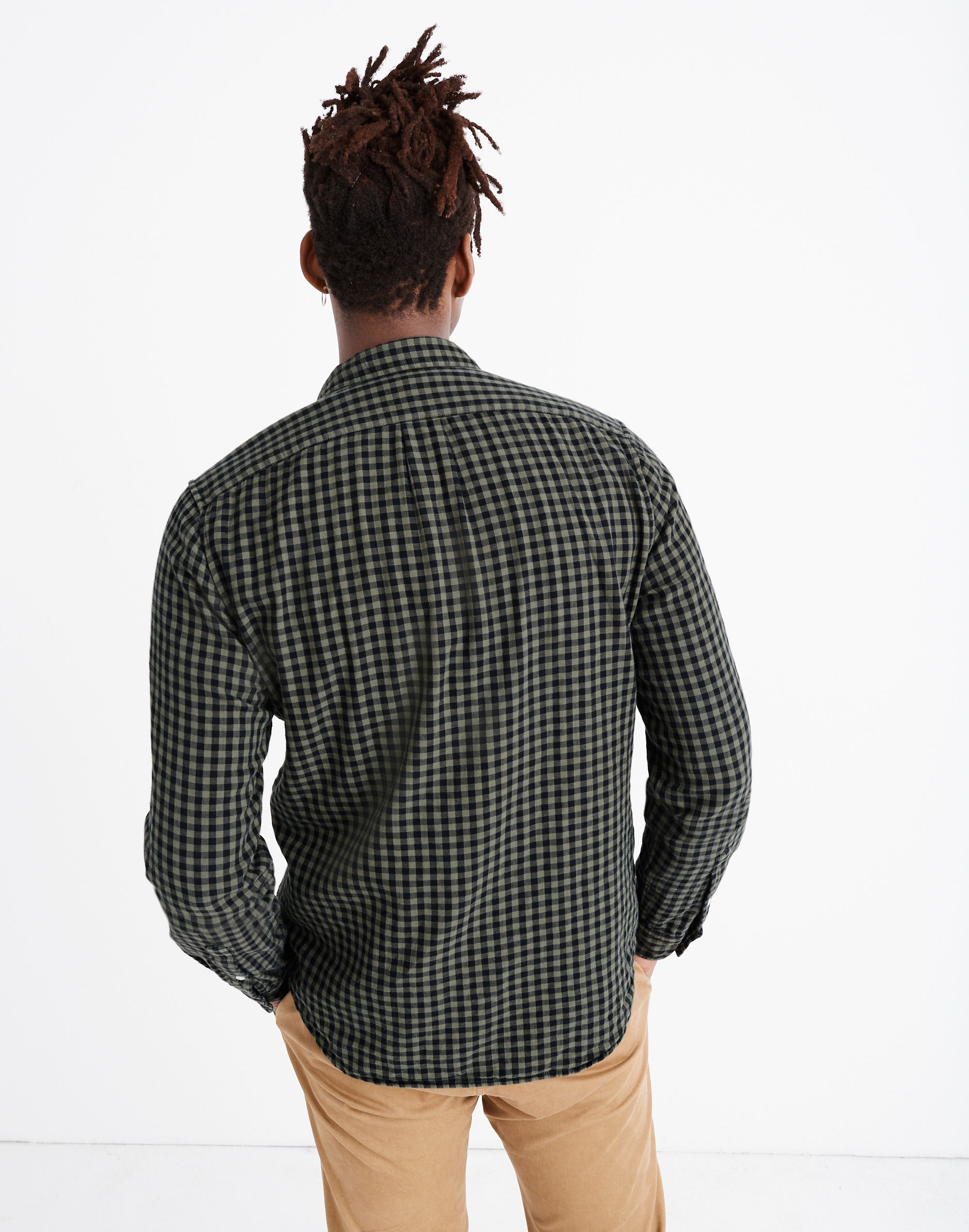 Double-Weave Button-Down Shirt in Gingham Check