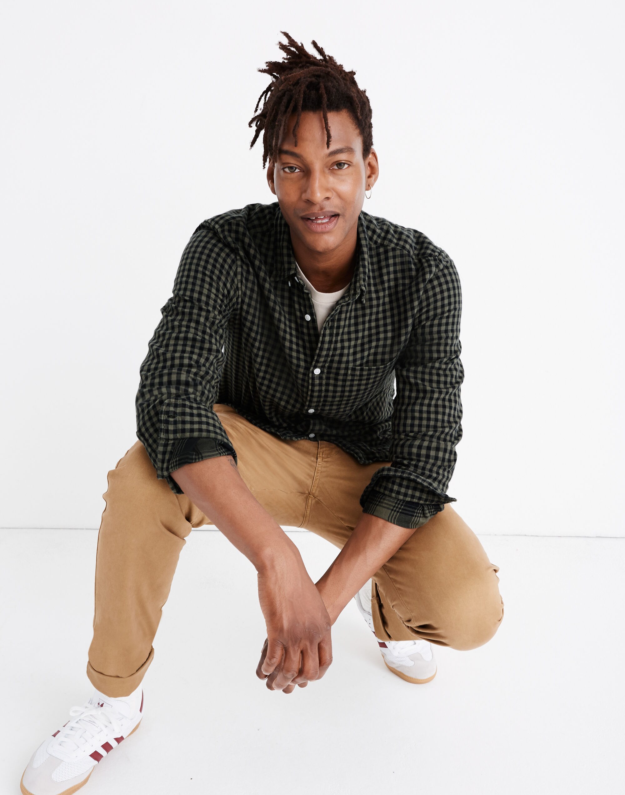 Double-Weave Button-Down Shirt in Gingham Check