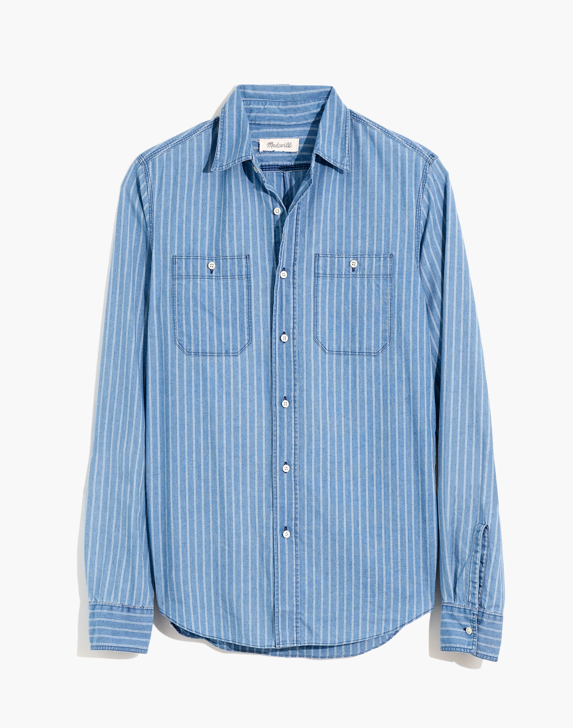 Long-Sleeve Workshirt in Indigo Stripe