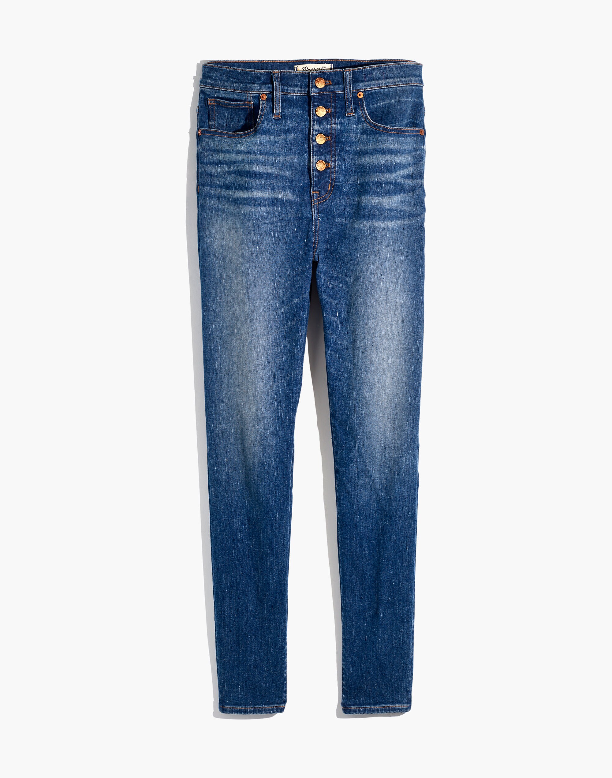 11" High-Rise Skinny Jeans in Ames Wash: Button-Front Edition