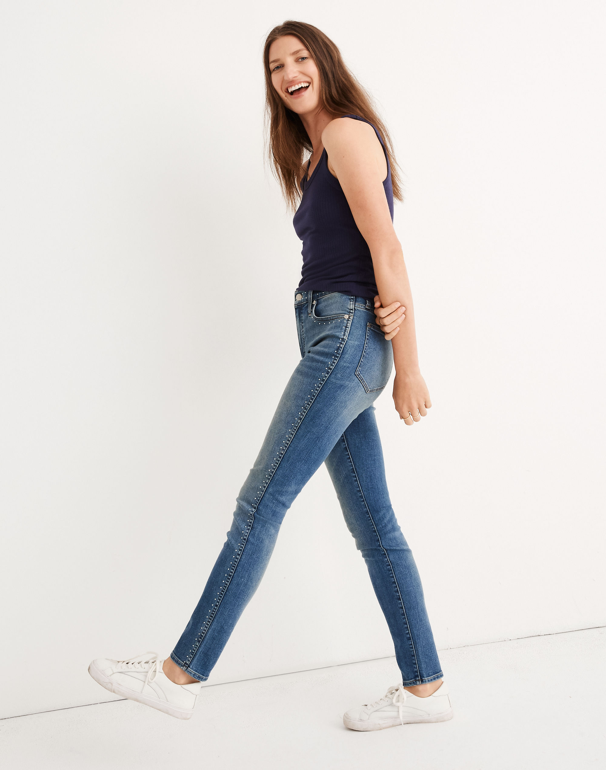 10" High-Rise Skinny Jeans: Stud Edition