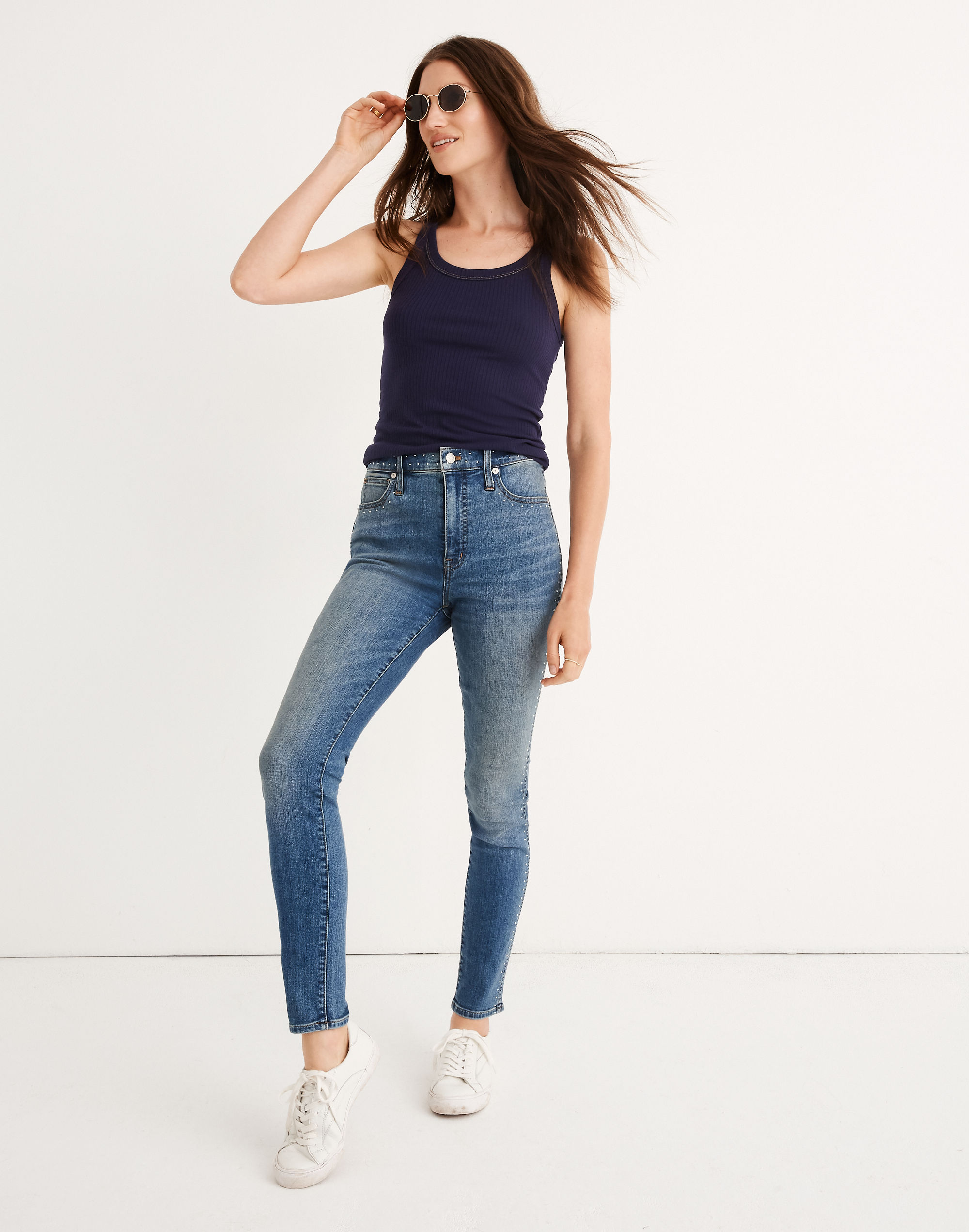 10" High-Rise Skinny Jeans: Stud Edition