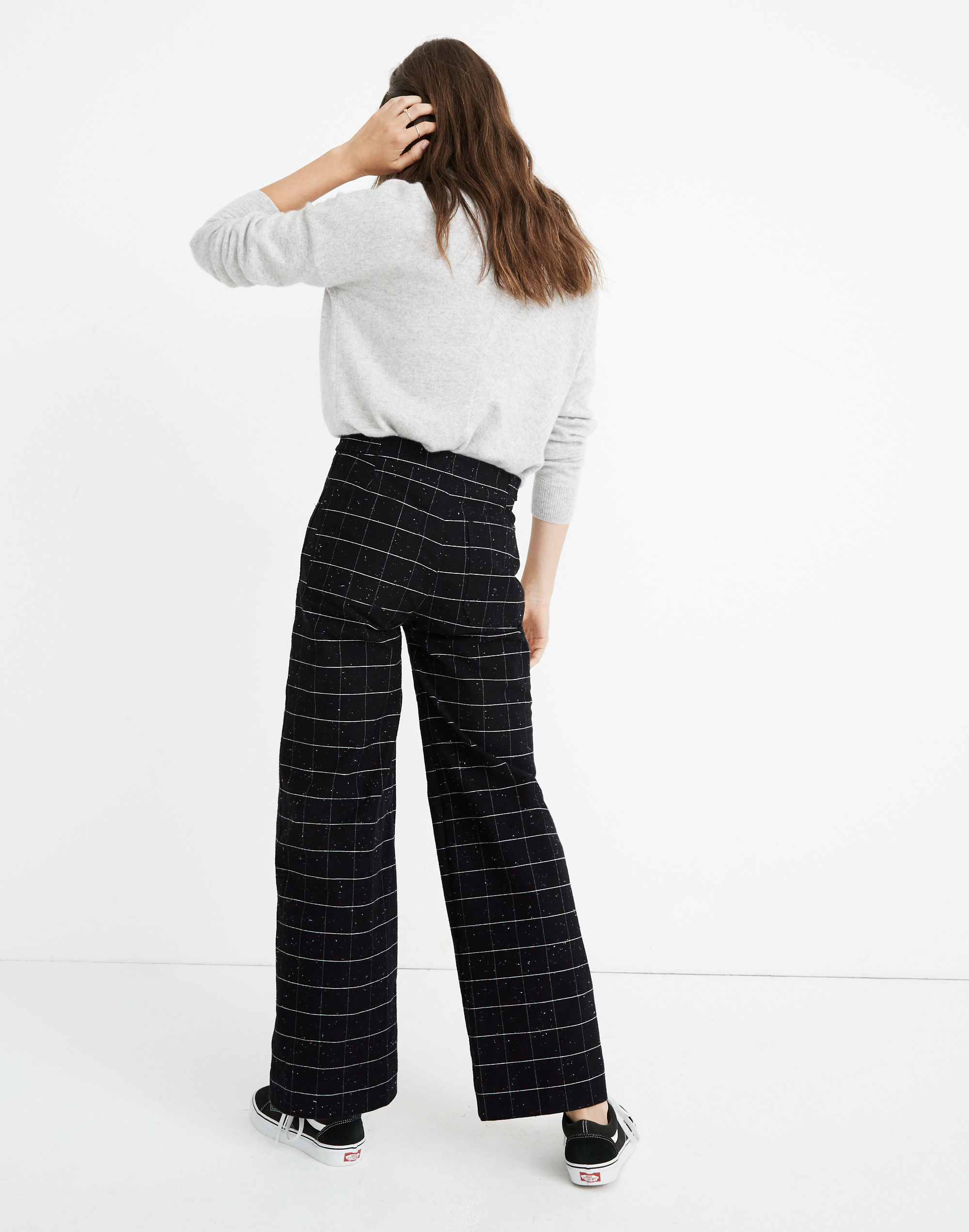 Slim Emmett Wide-Leg Pants in Donegal Windowpane