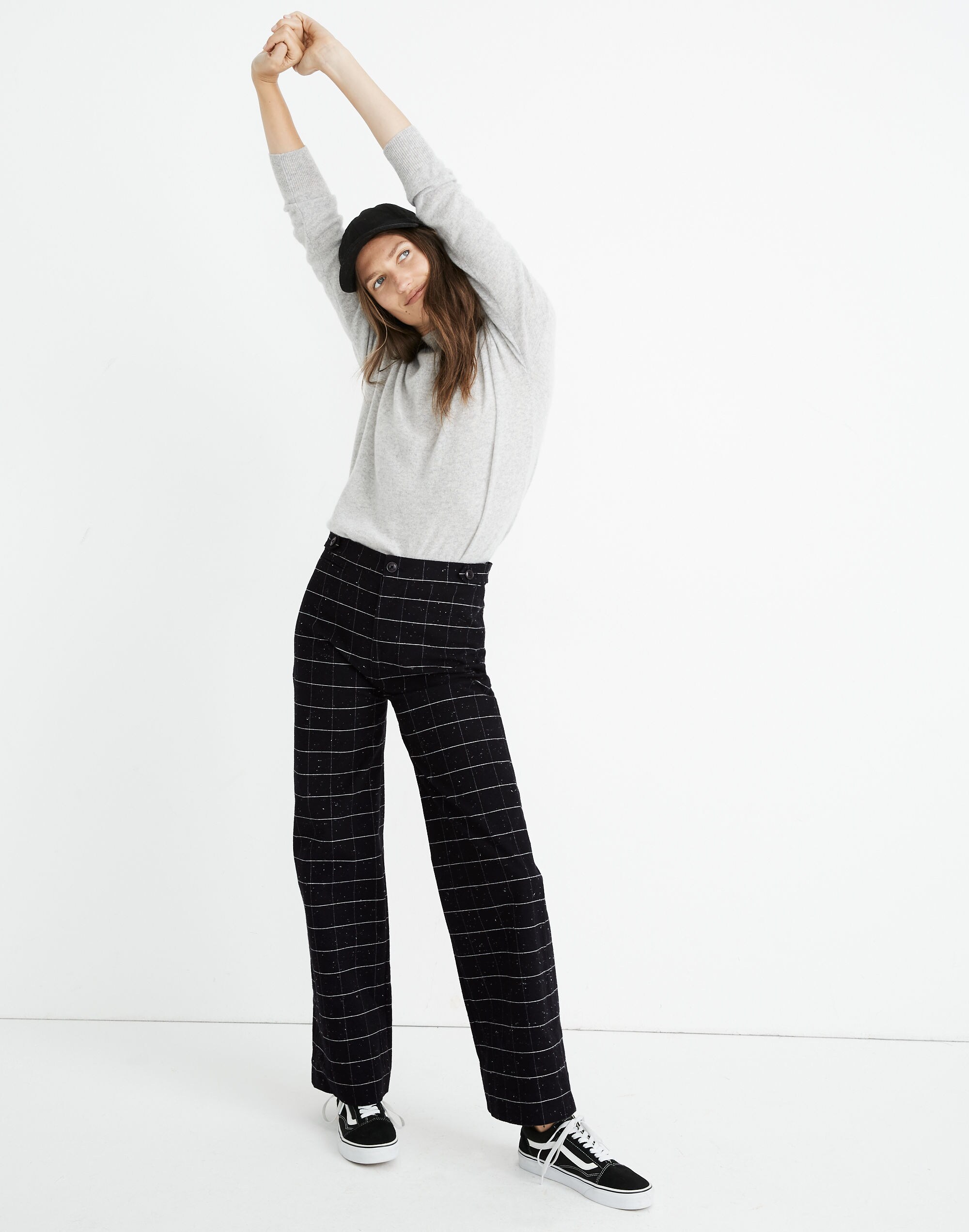 Slim Emmett Wide-Leg Pants in Donegal Windowpane