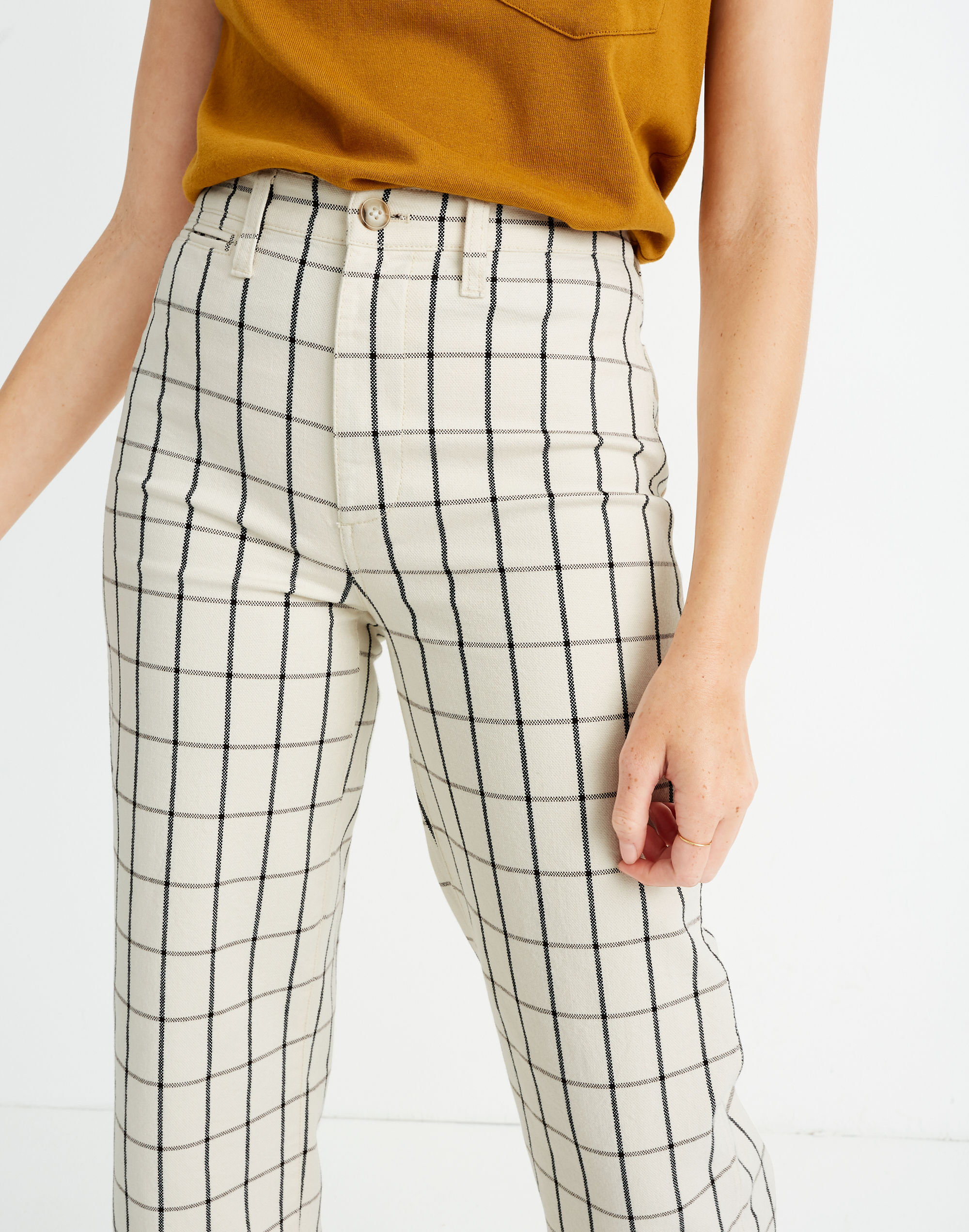 Slim Emmett Wide-Leg Crop Pants in Windowpane