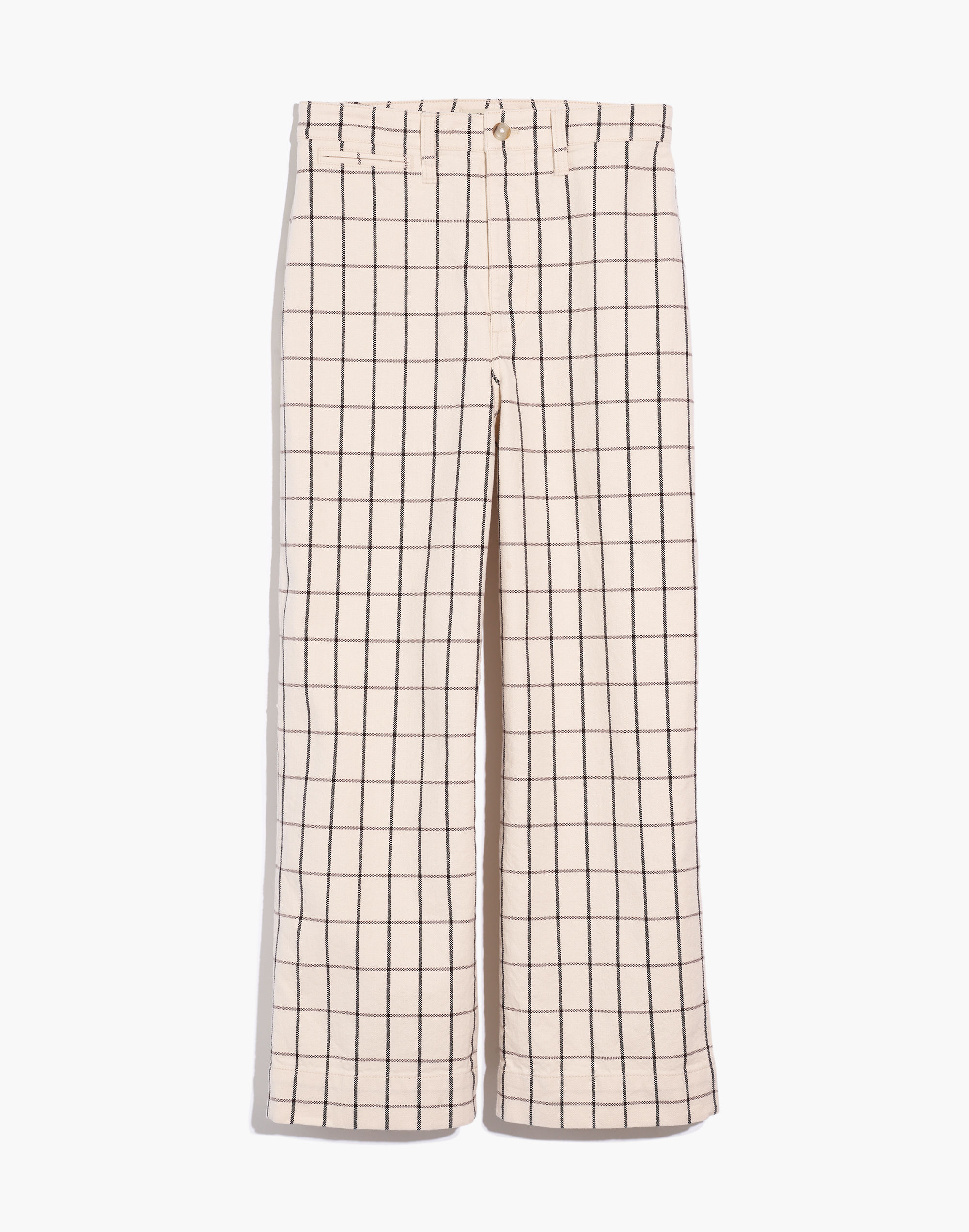 Slim Emmett Wide-Leg Crop Pants in Windowpane