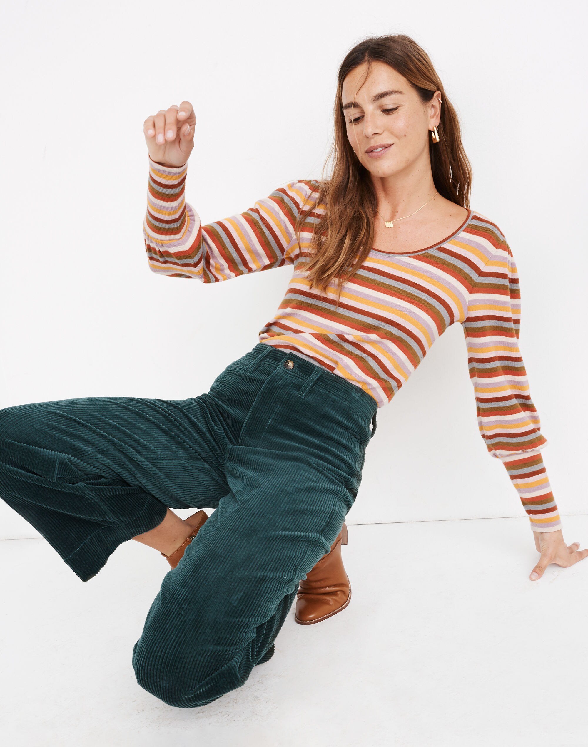 Slim Emmett Wide-Leg Crop Pants: Corduroy Edition