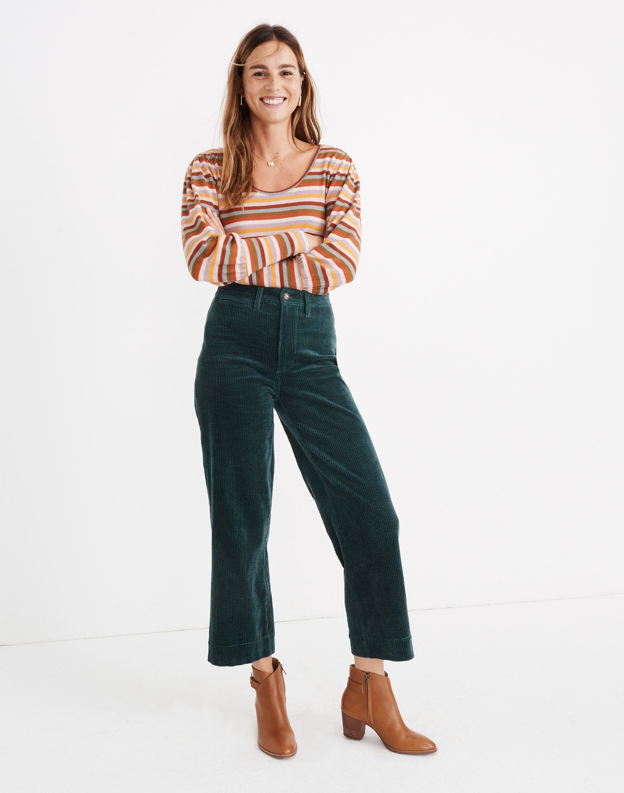 Slim Emmett Wide-Leg Crop Pants: Corduroy Edition