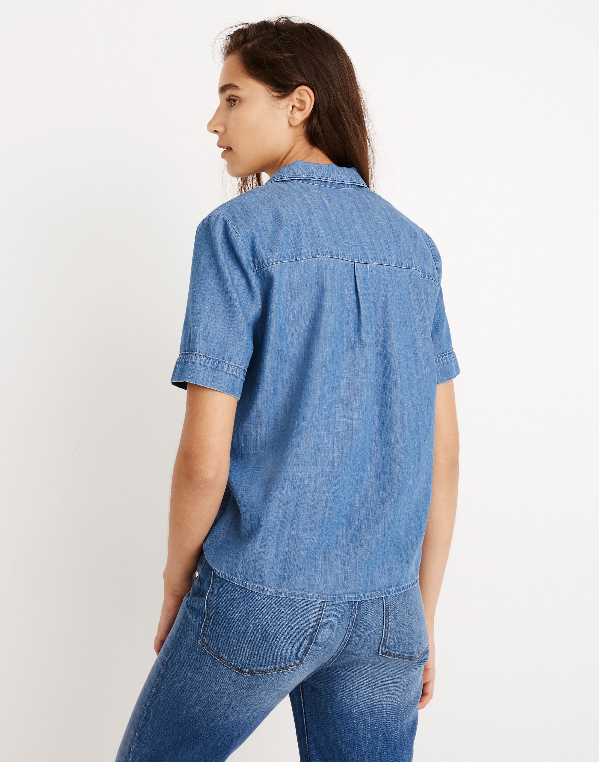 Denim Shrunken Pajama Shirt