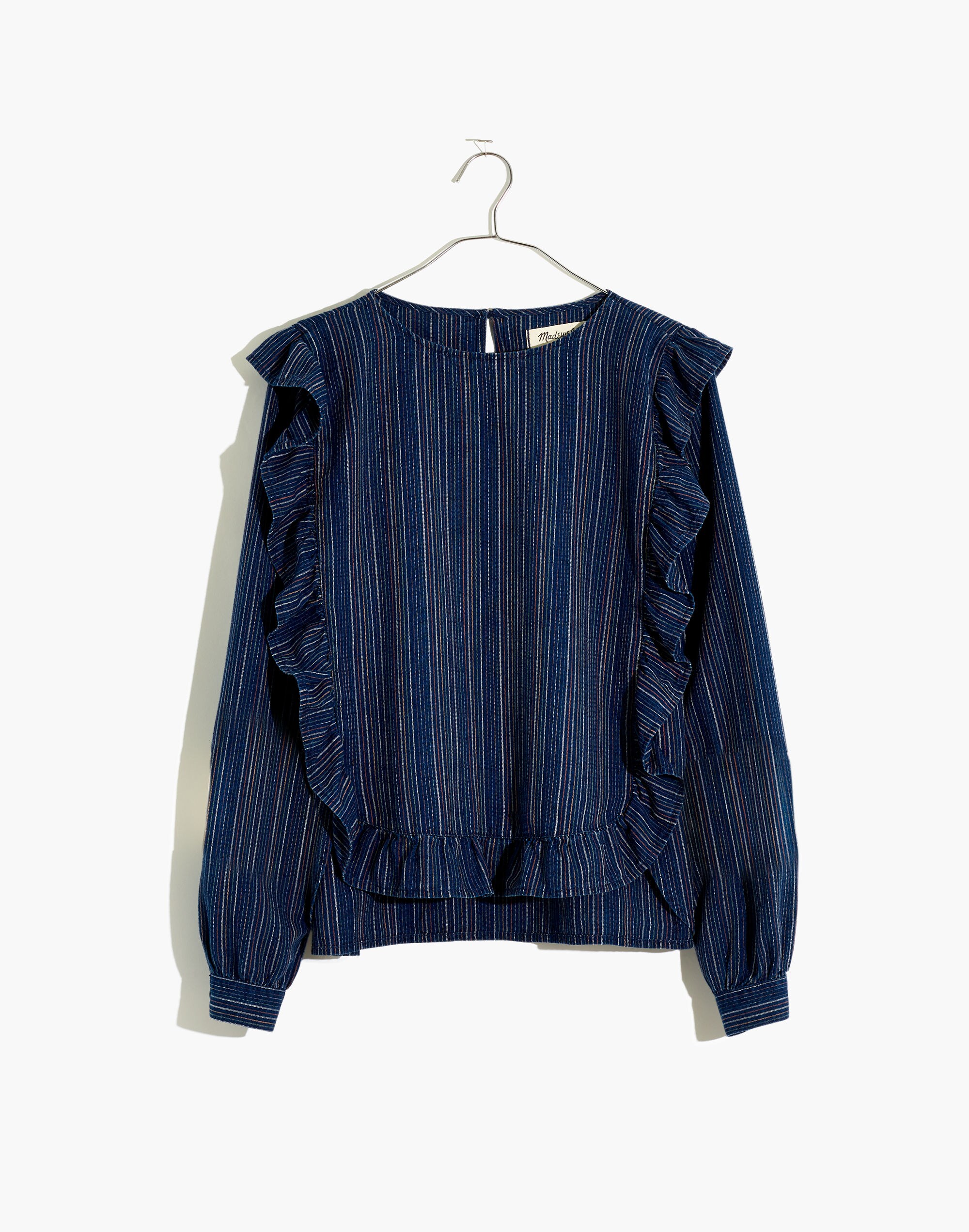 Ruffle-Front Shirt in Cecile Stripe