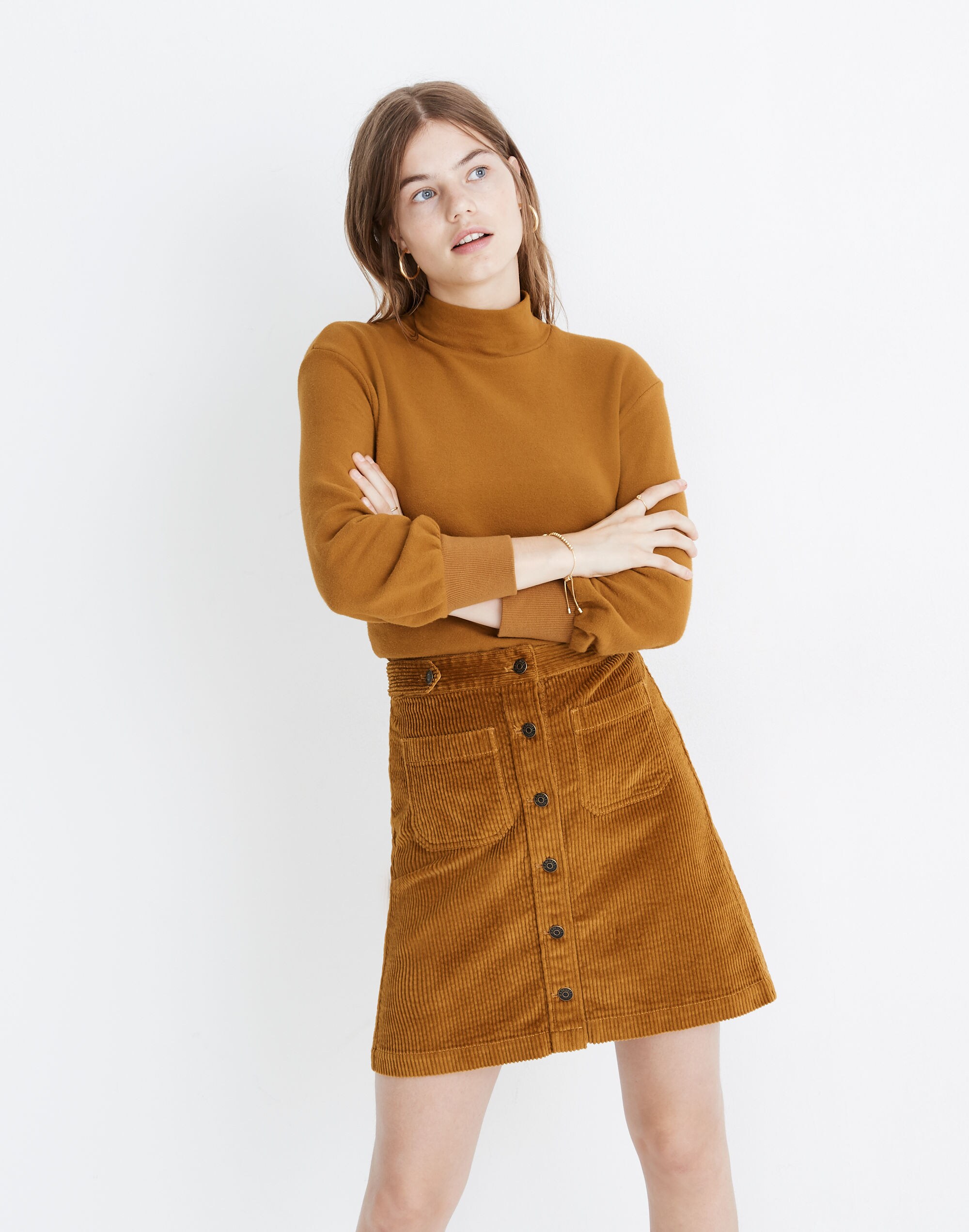 Corduroy A-Line Mini Skirt: Patch Pocket Edition