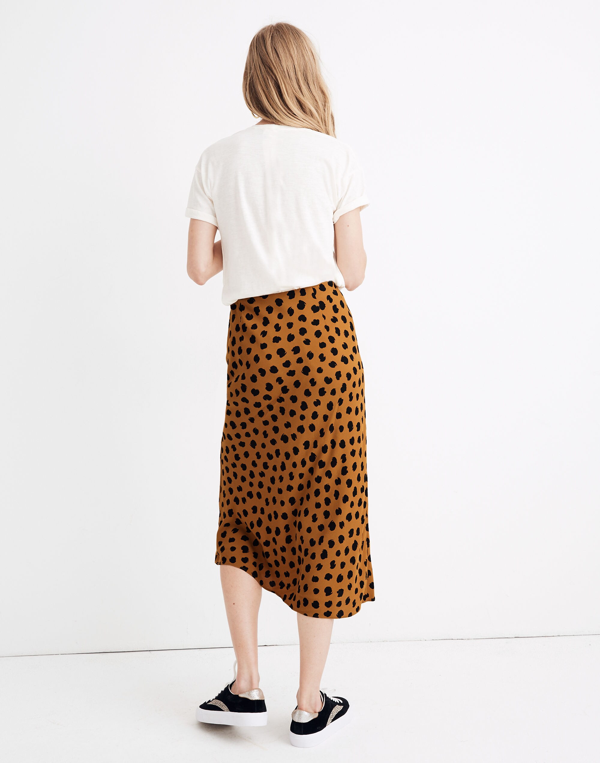 Midi Slip Skirt in Painted Spots