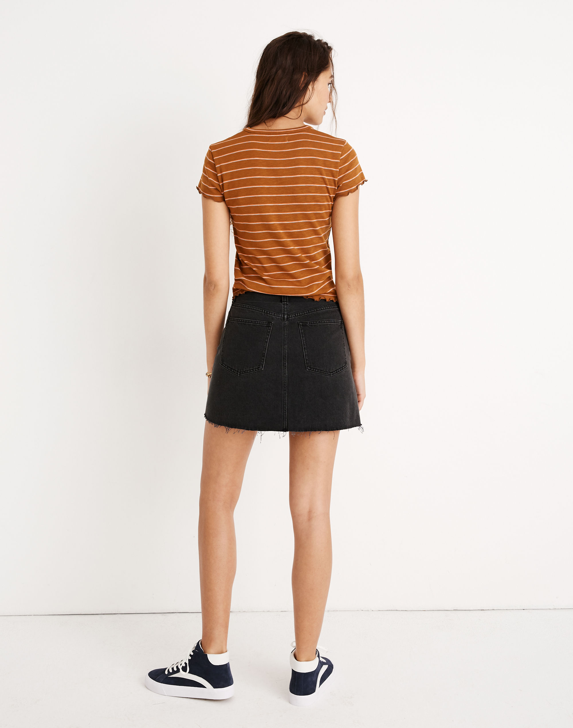 Rigid Denim A-Line Mini Skirt in Colfax Wash: Let-Down Hem Edition