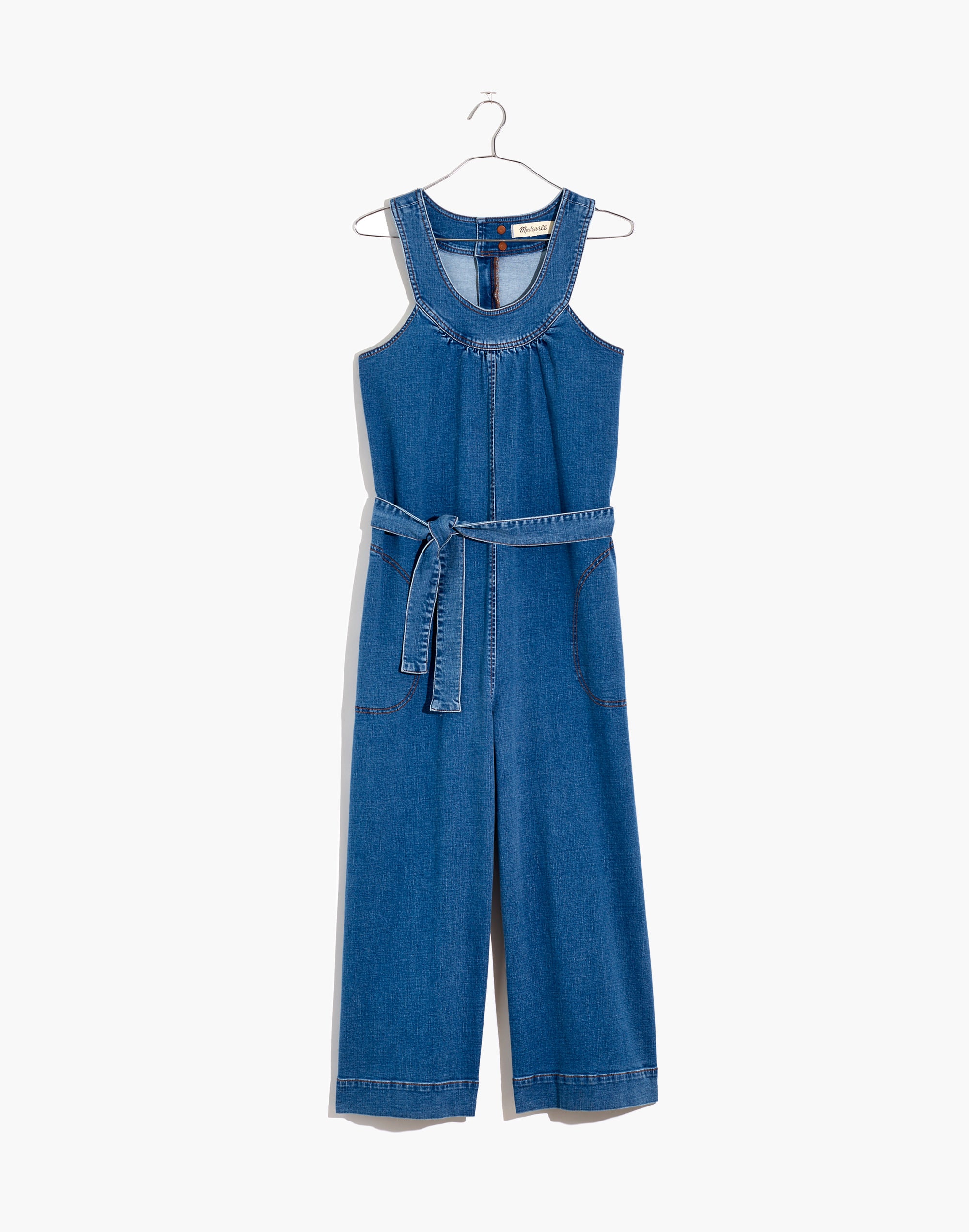 Denim Halter Wide-Leg Jumpsuit