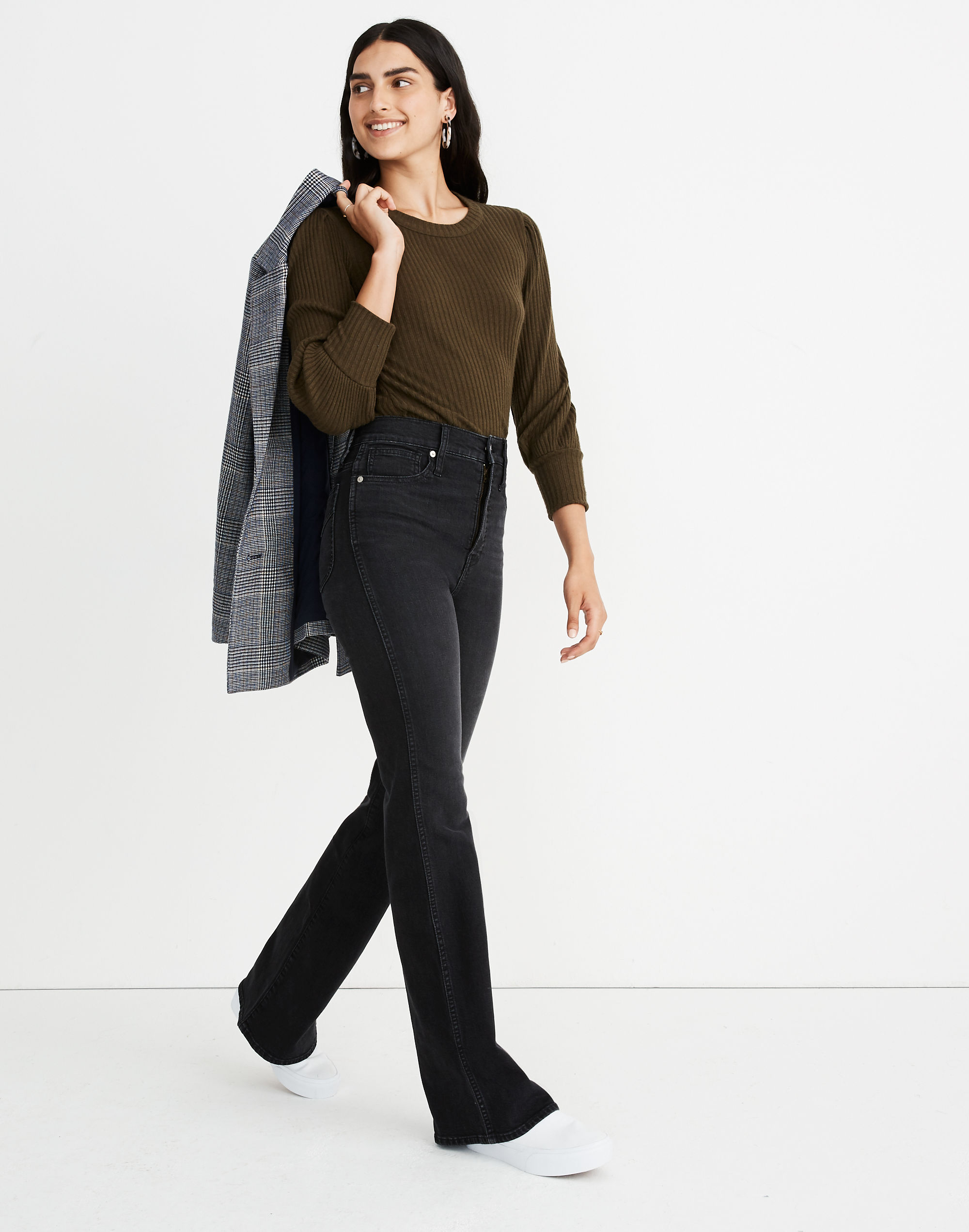 Petite 11" High-Rise Flare Jeans in Bankside Wash