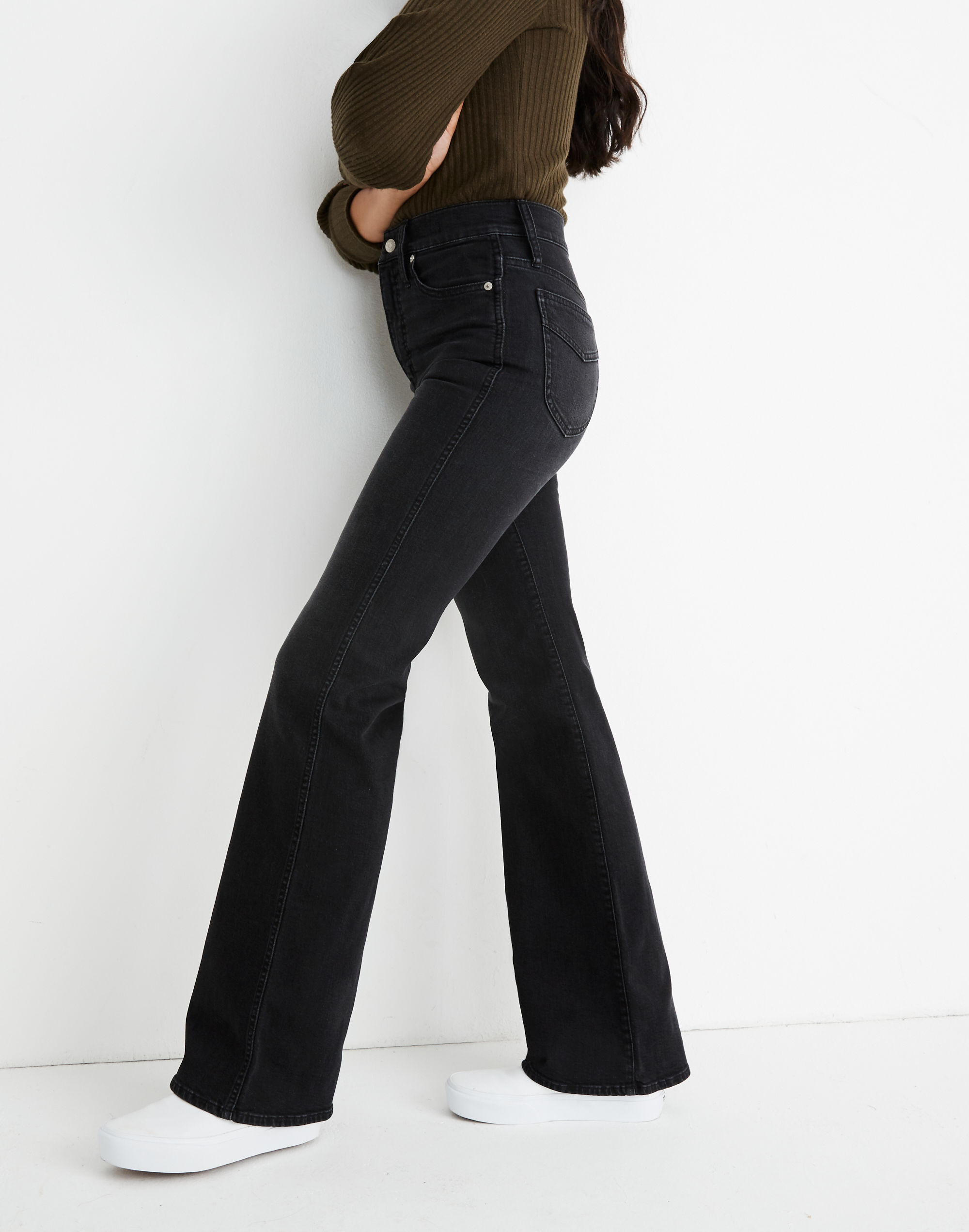 Petite 11" High-Rise Flare Jeans in Bankside Wash