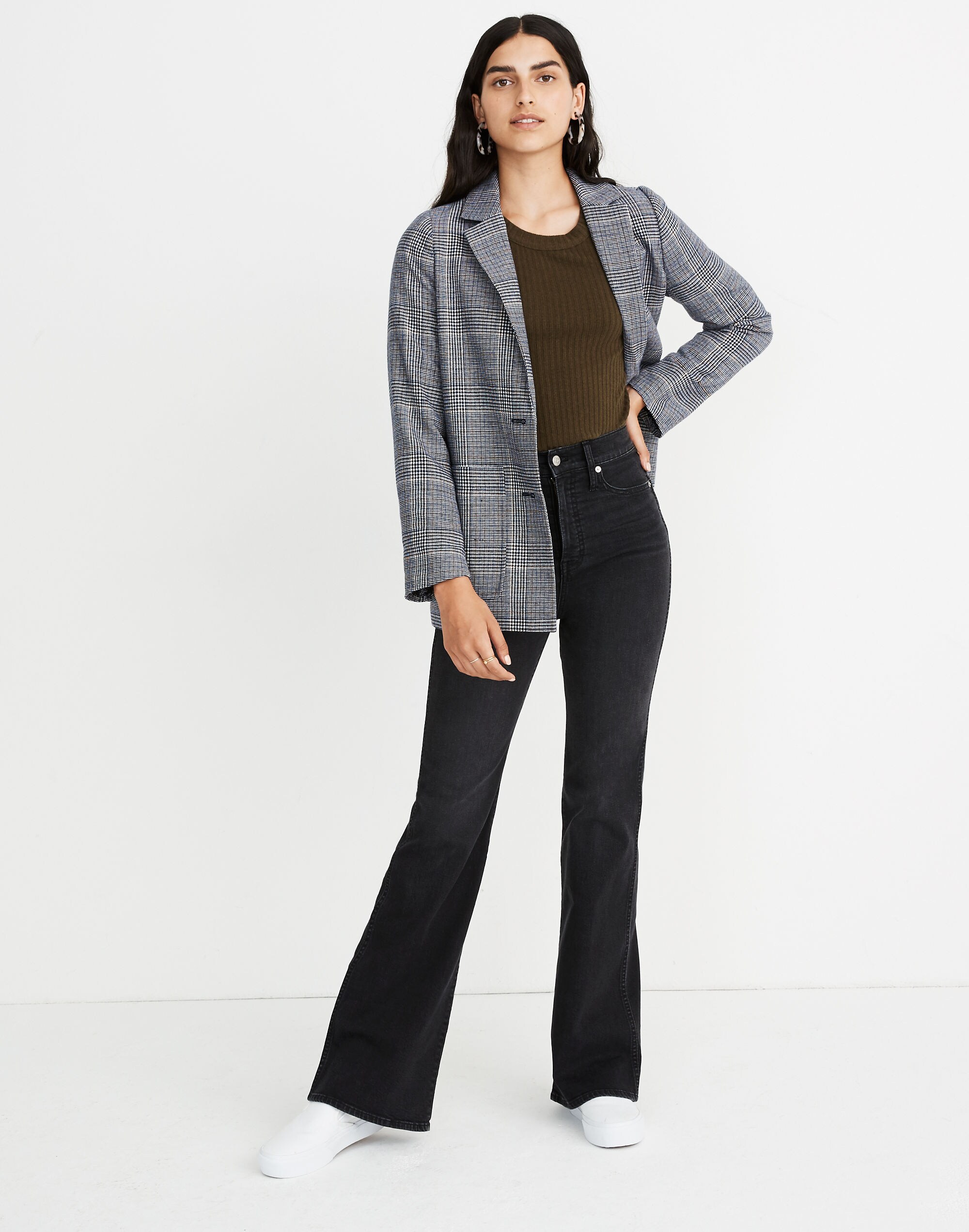 Petite 11" High-Rise Flare Jeans in Bankside Wash