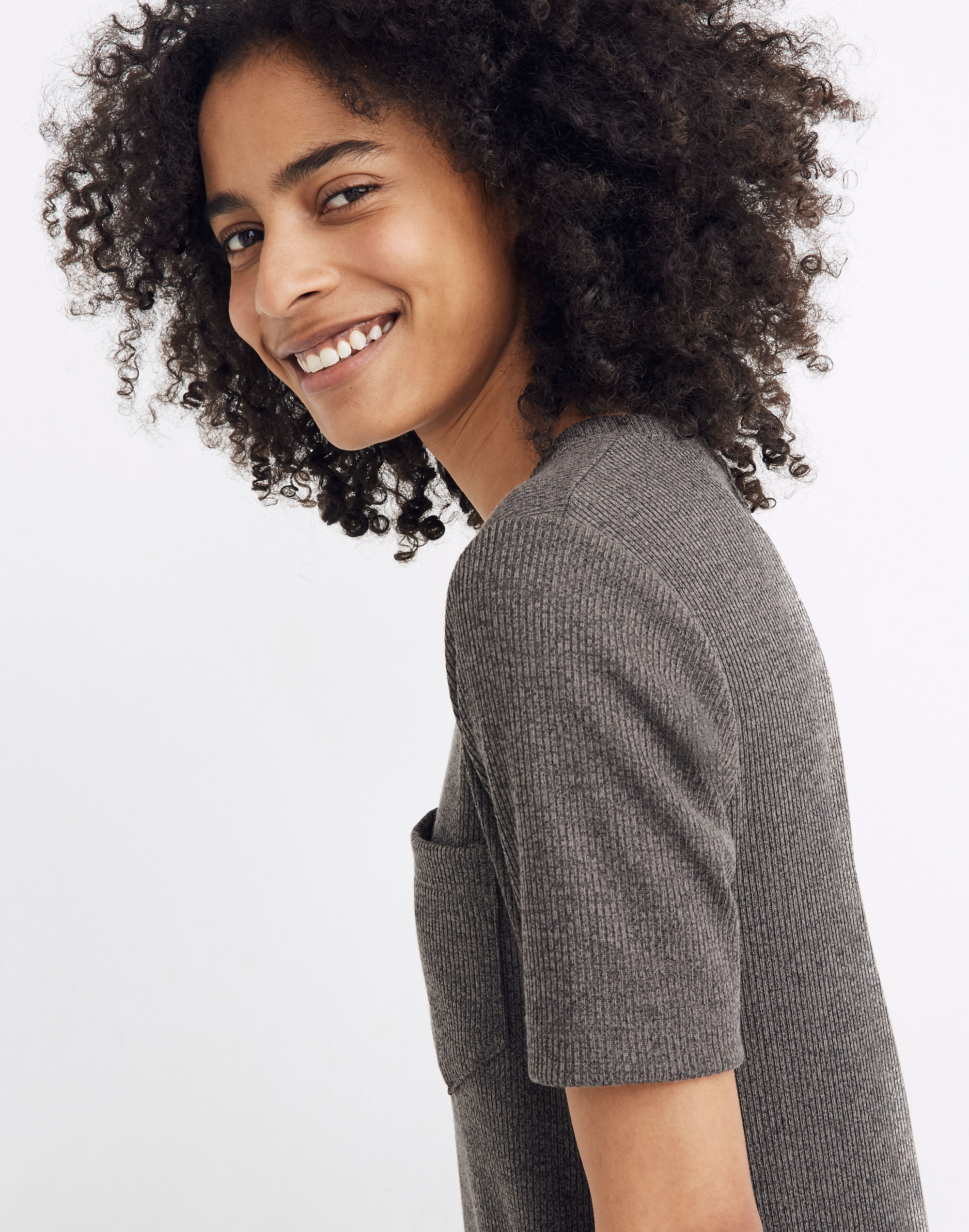 Ribbed Pocket Tee Midi Dress