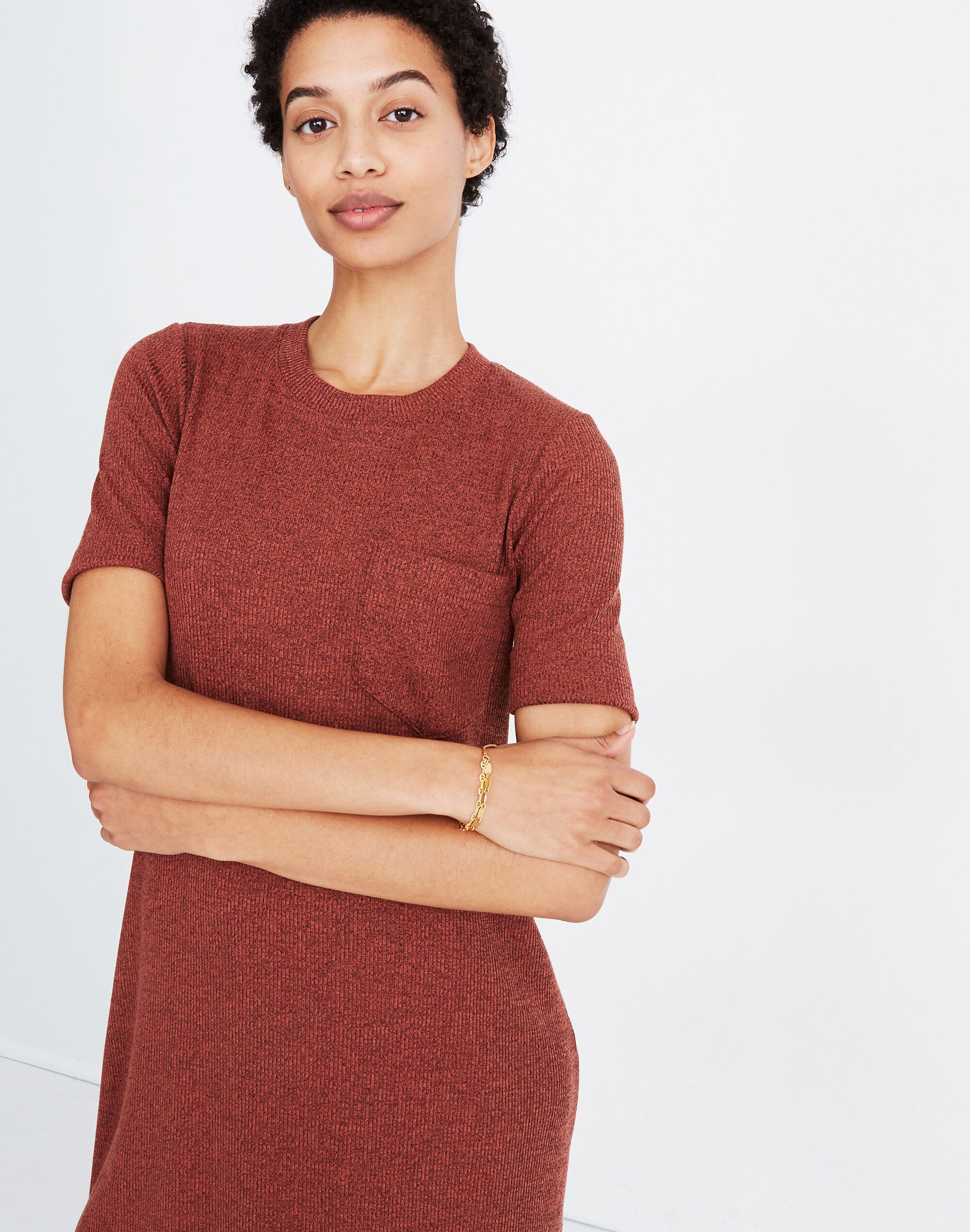 Ribbed Pocket Tee Midi Dress