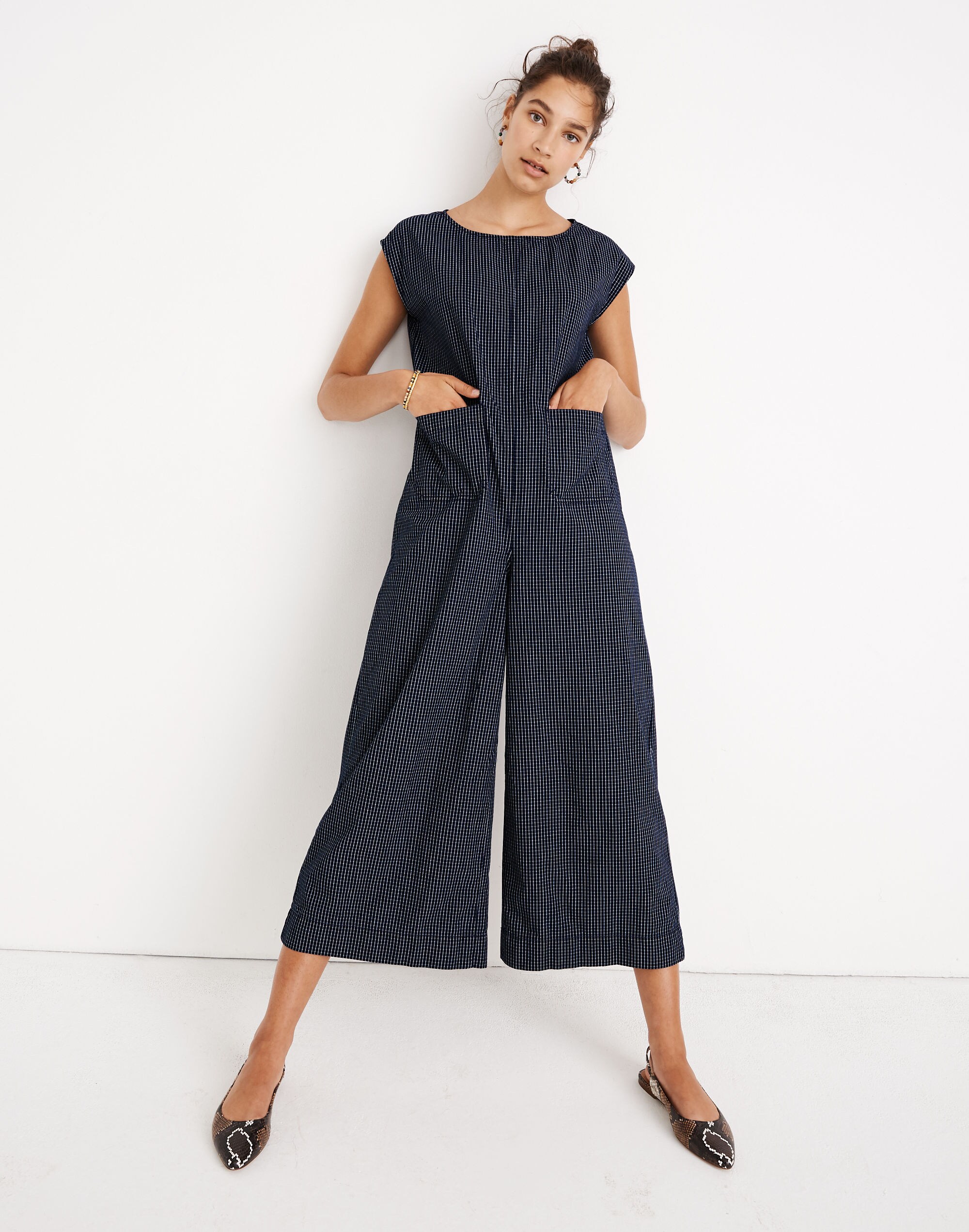 relaxed jumpsuit in mini windowpane