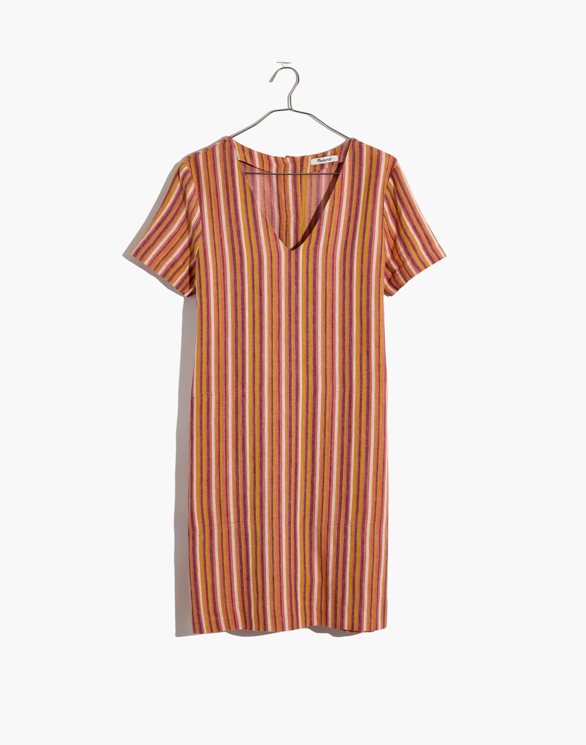 Button-Back Easy Dress in Rainbow Stripe