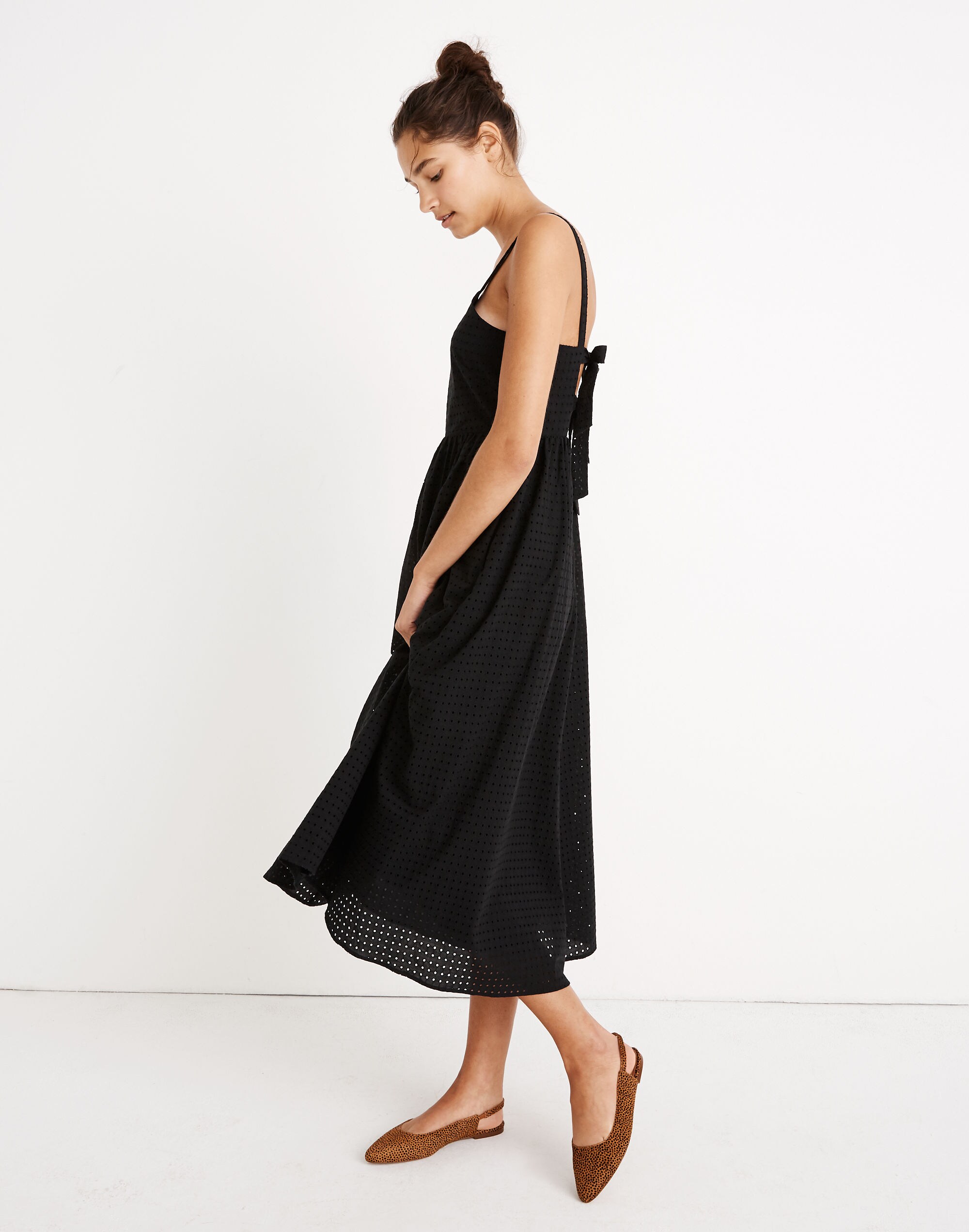 Eyelet Bow-Back Midi Dress