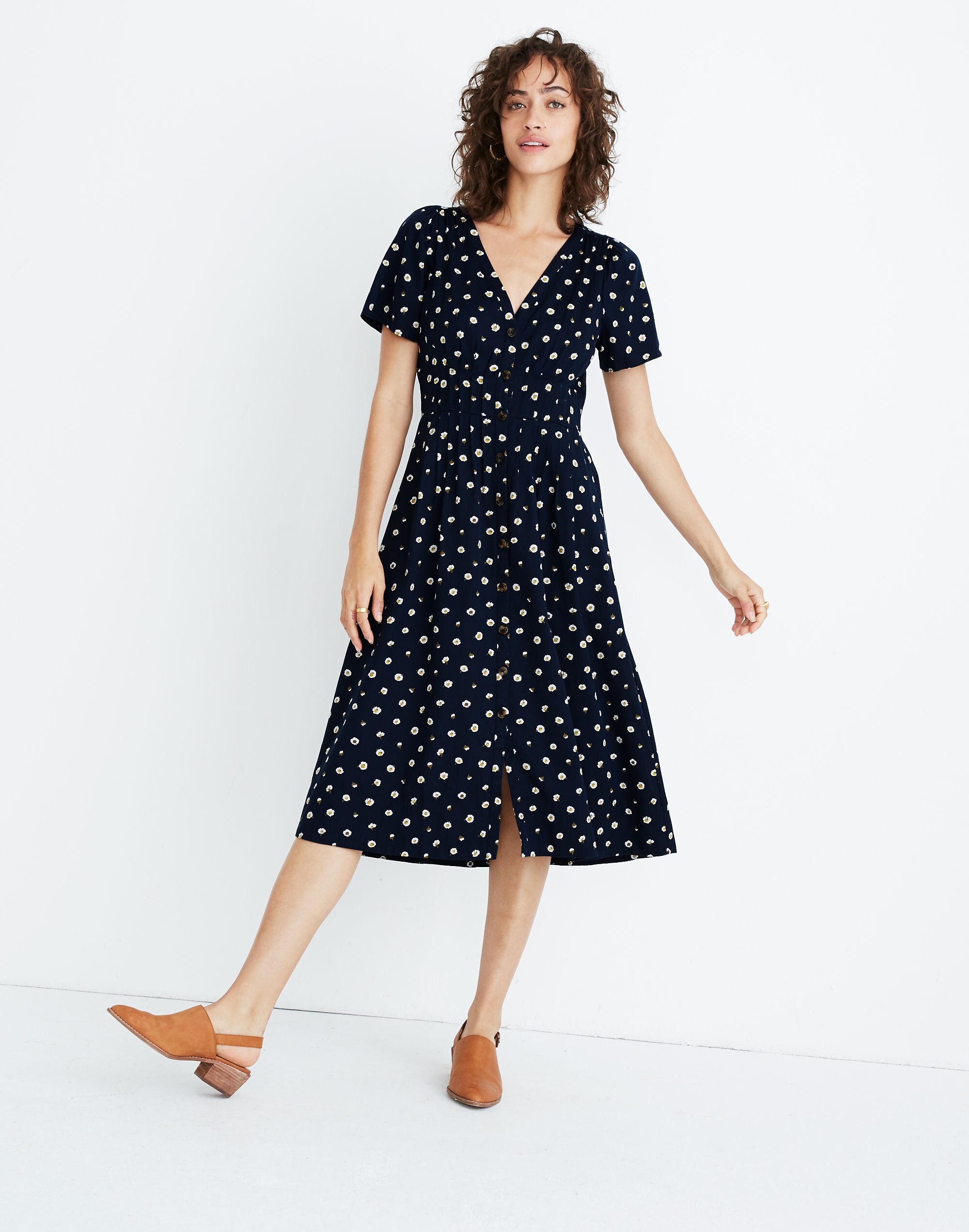 Daylily Midi Dress in Daisy Dots
