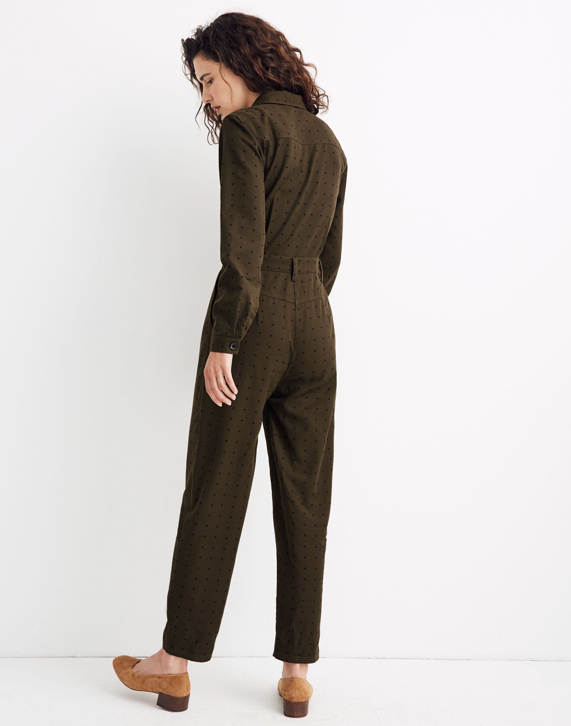 Seamed Coverall Jumpsuit in Grid Dot
