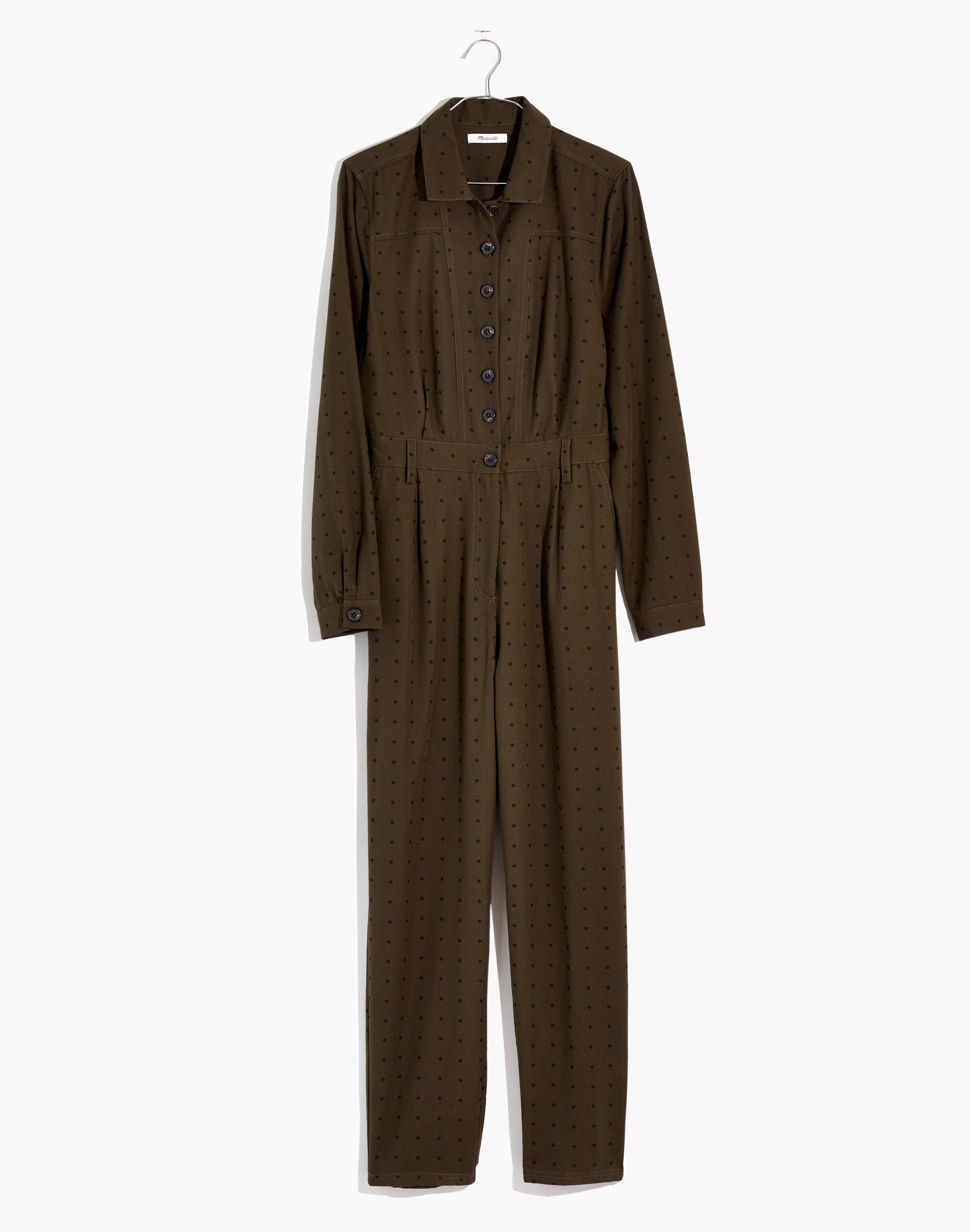 Seamed Coverall Jumpsuit in Grid Dot