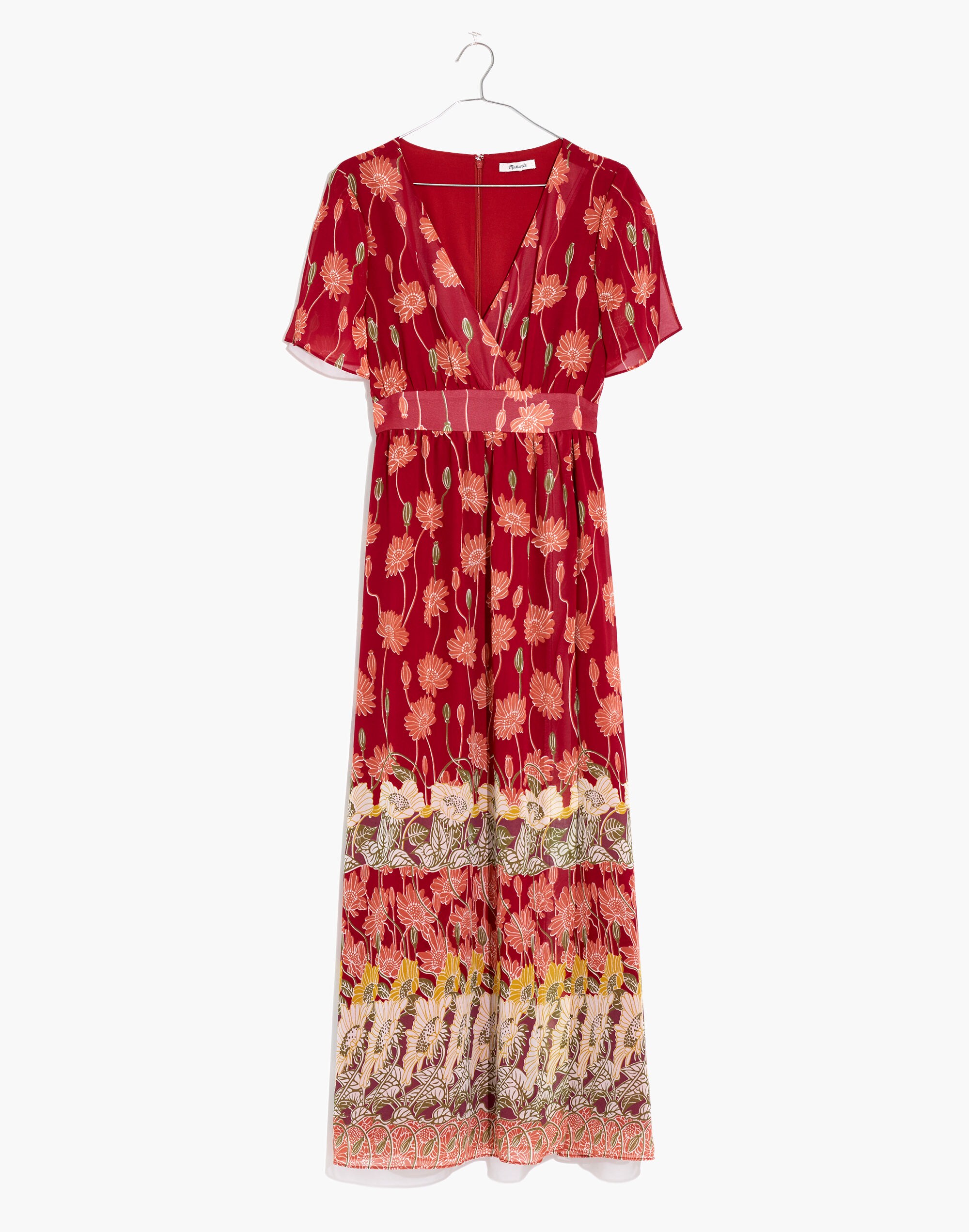 Tulip-Sleeve Maxi Dress in Tall Sunflowers