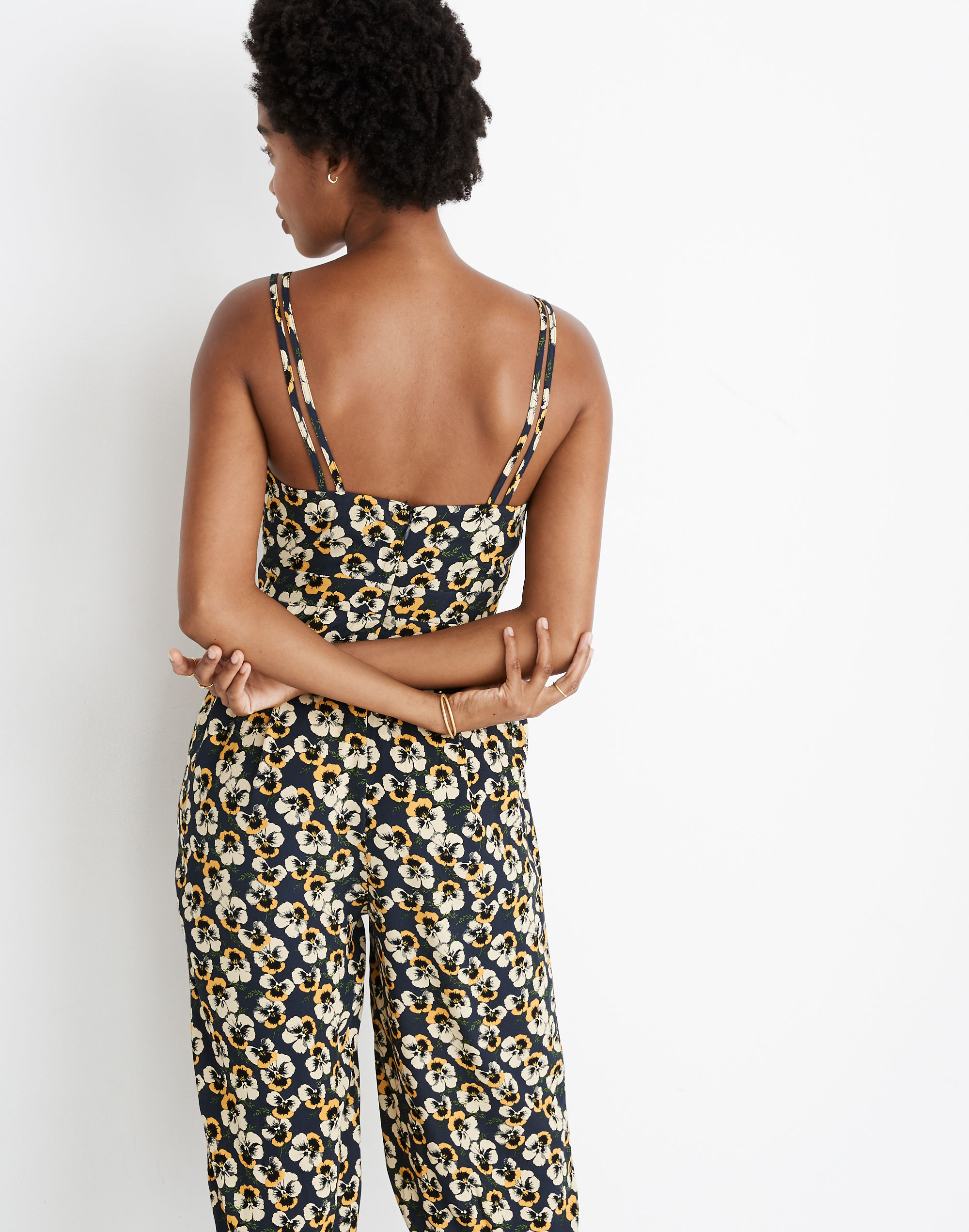 V-Neck Sleeveless Jumpsuit in Viola Floral