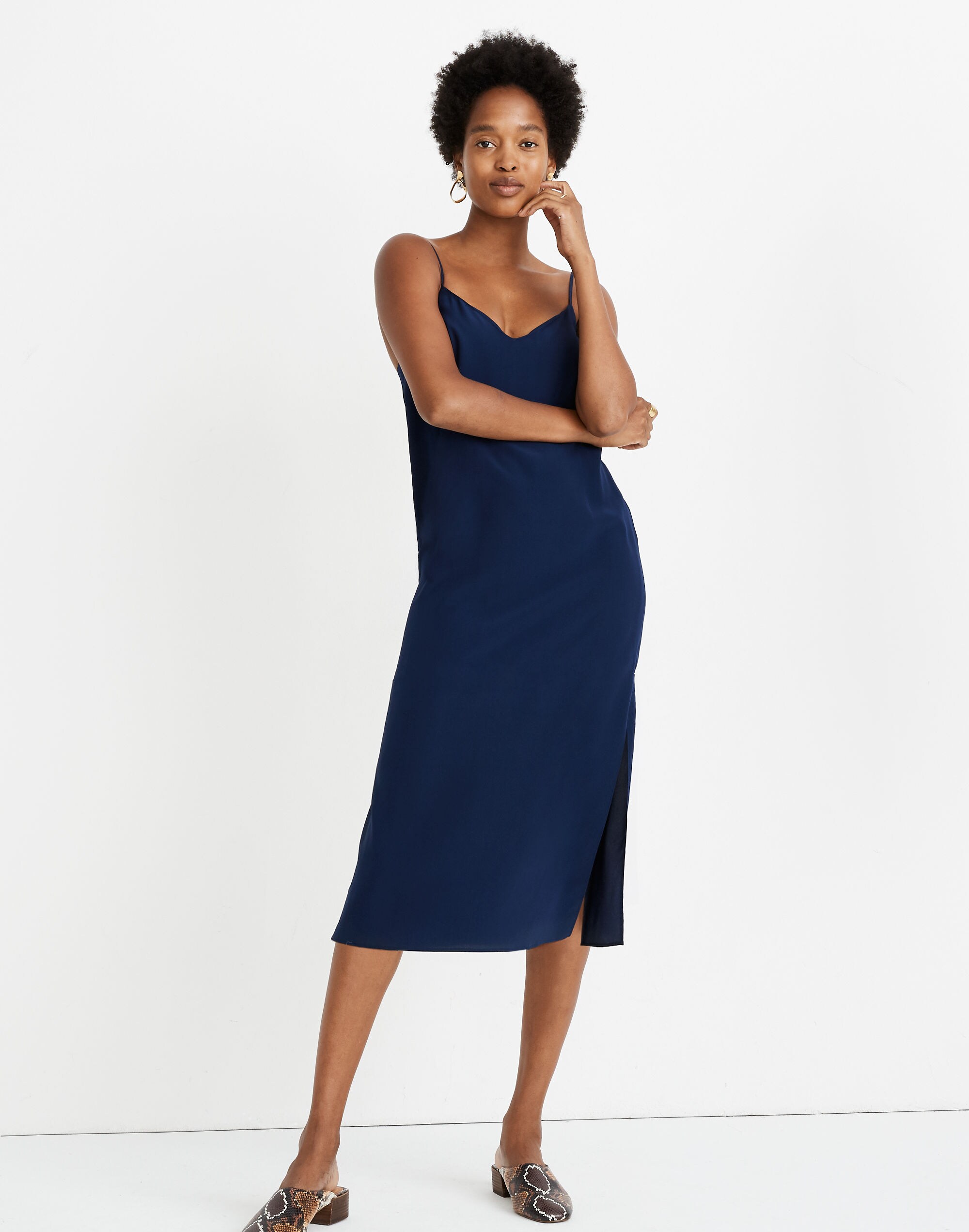 Silk Eva Side-Slit Slip Dress