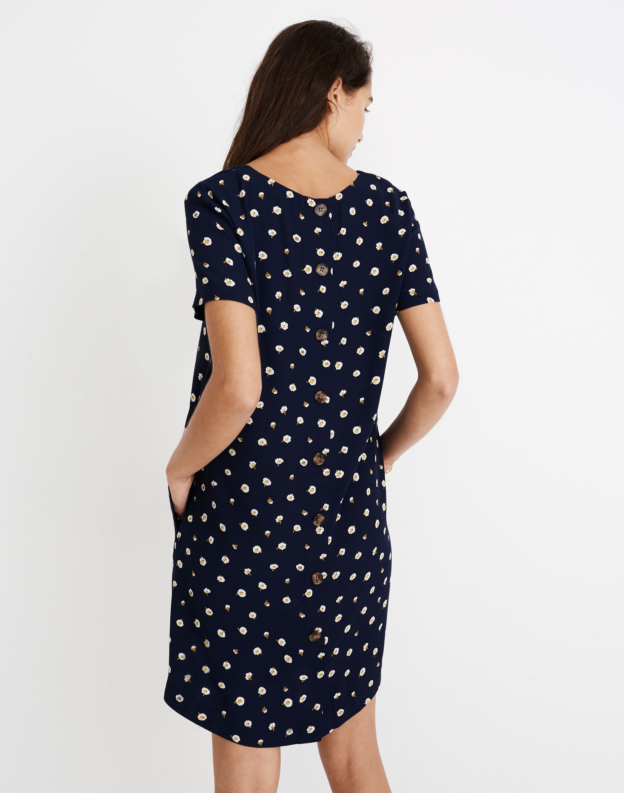 Button-Back Easy Dress in Daisy Dots