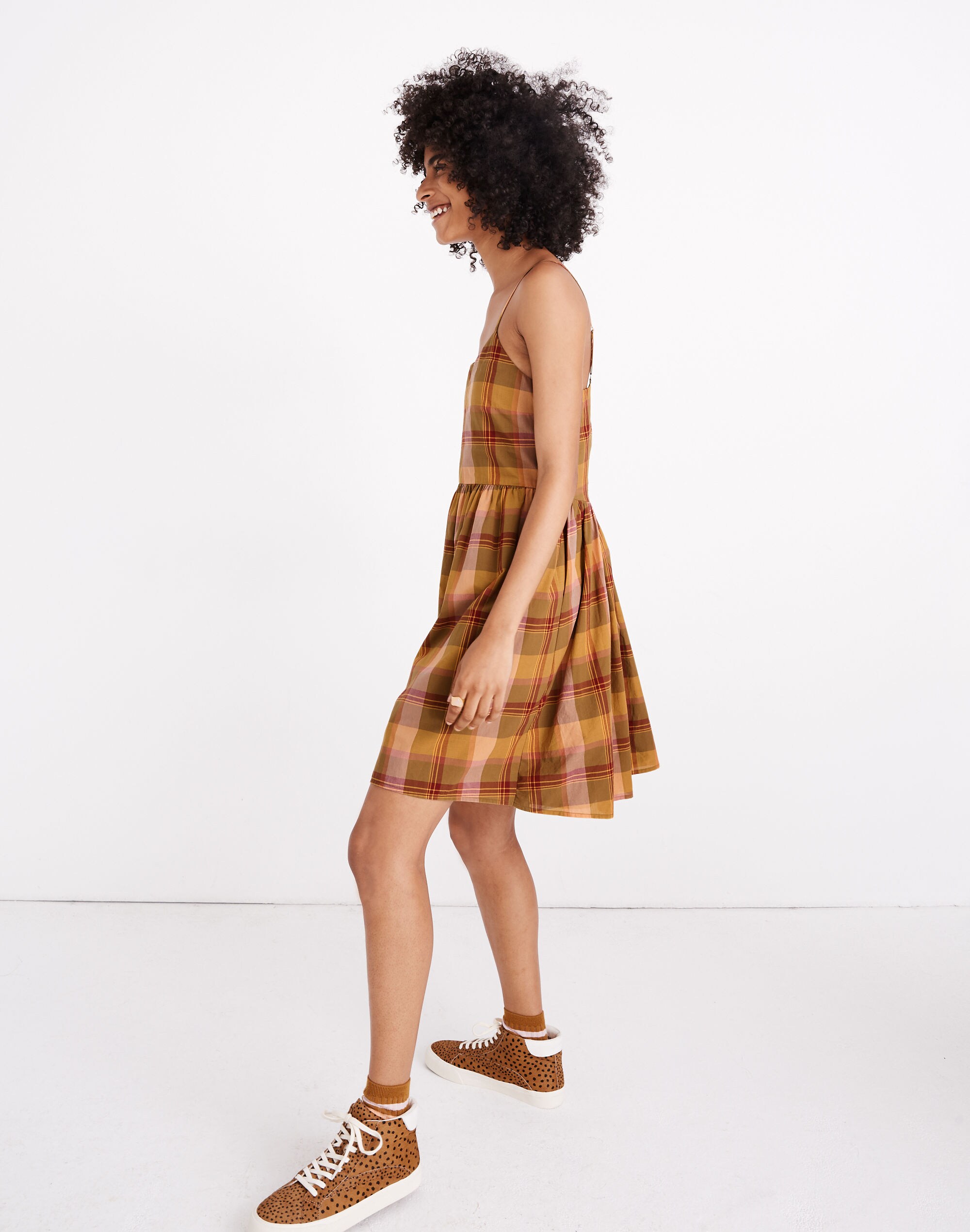 Plaid Babydoll Cami Dress