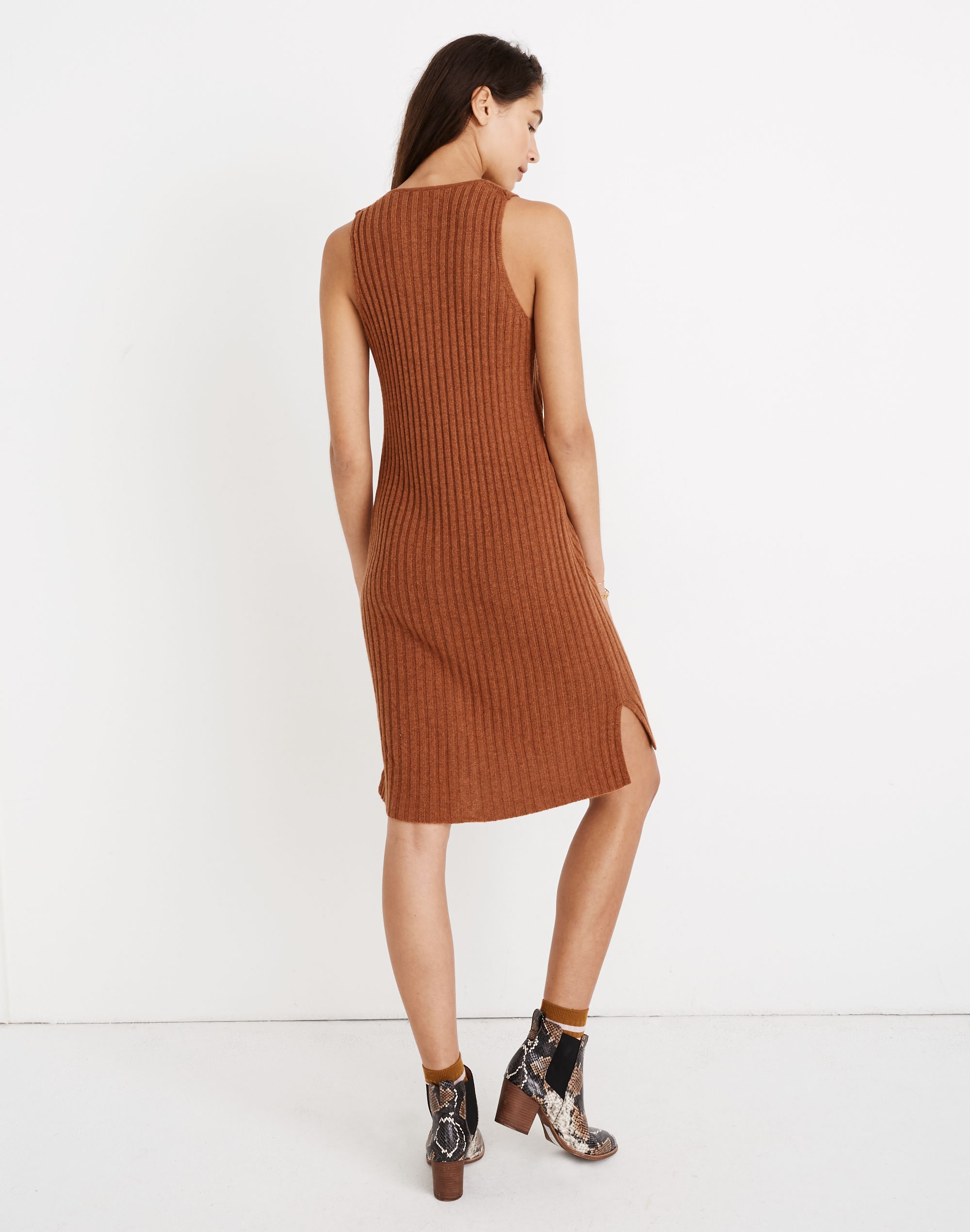 Button-Front Tank Sweater Dress