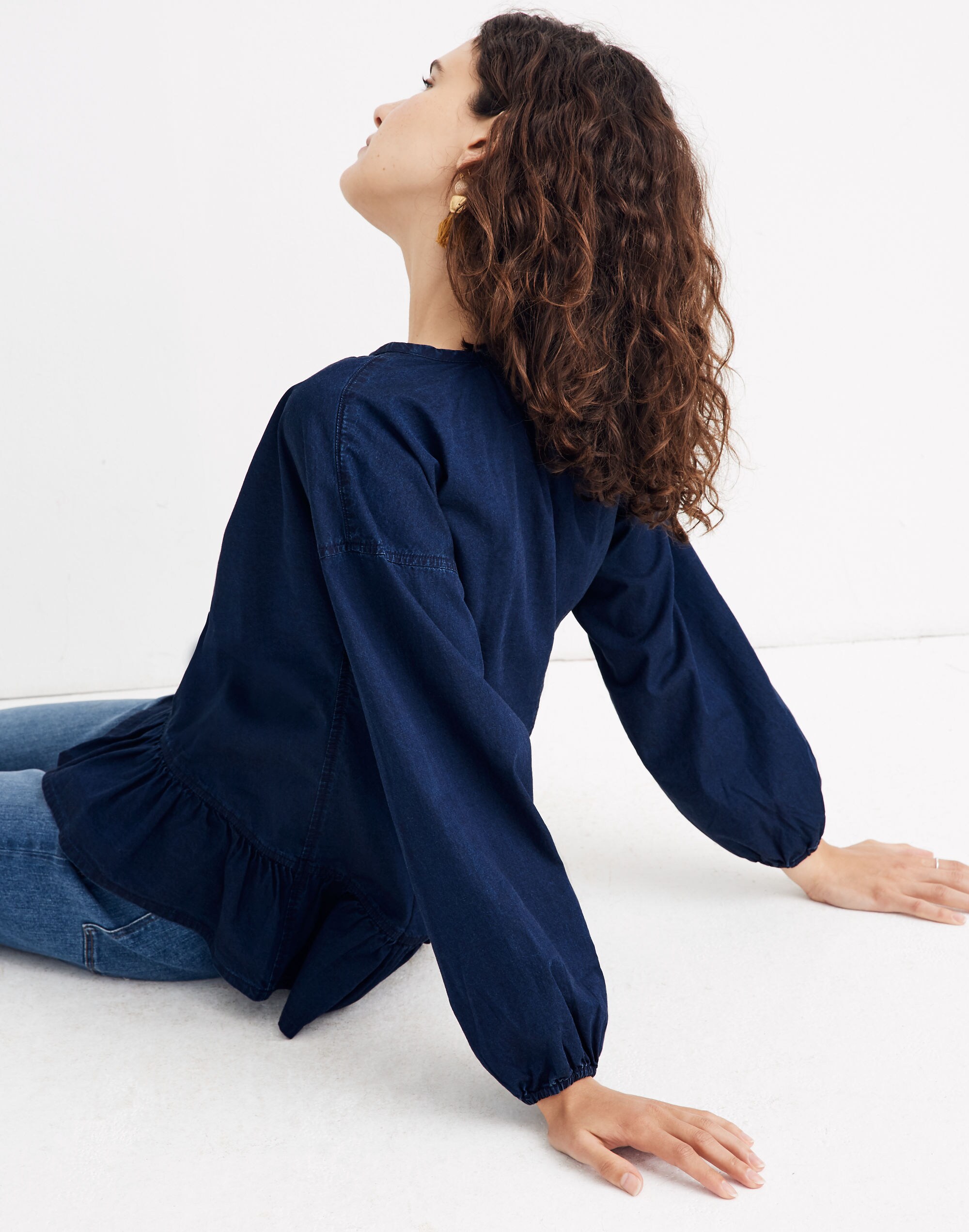 Indigo Ruffle-Hem Top