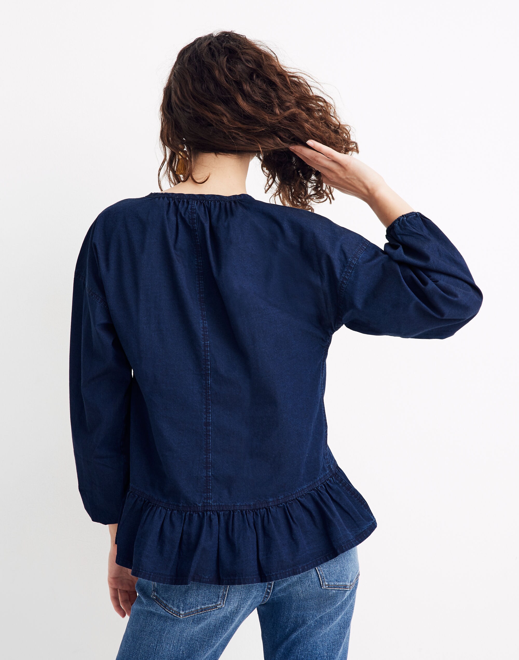 Indigo Ruffle-Hem Top