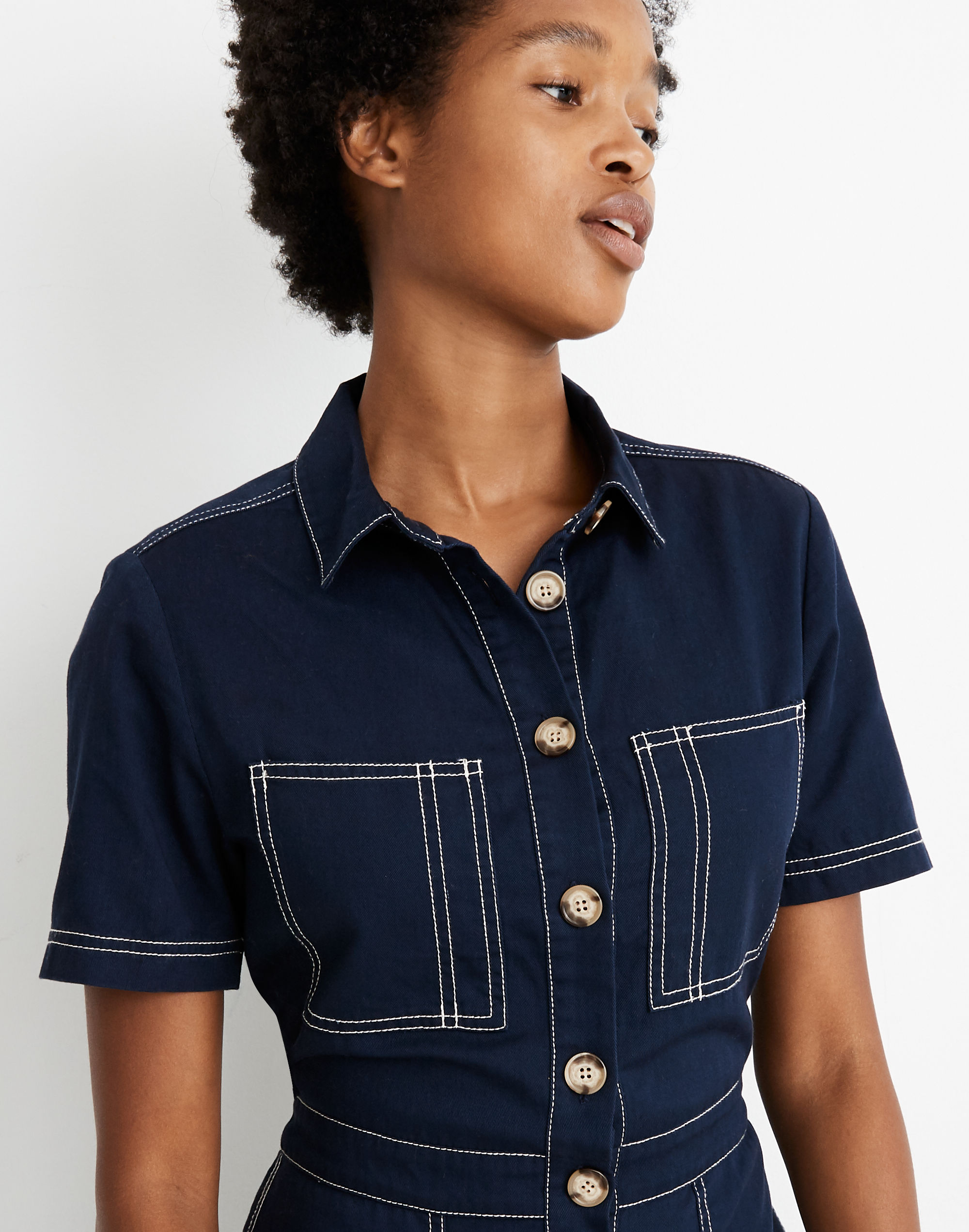 Contrast-Stitch Retro Jumpsuit