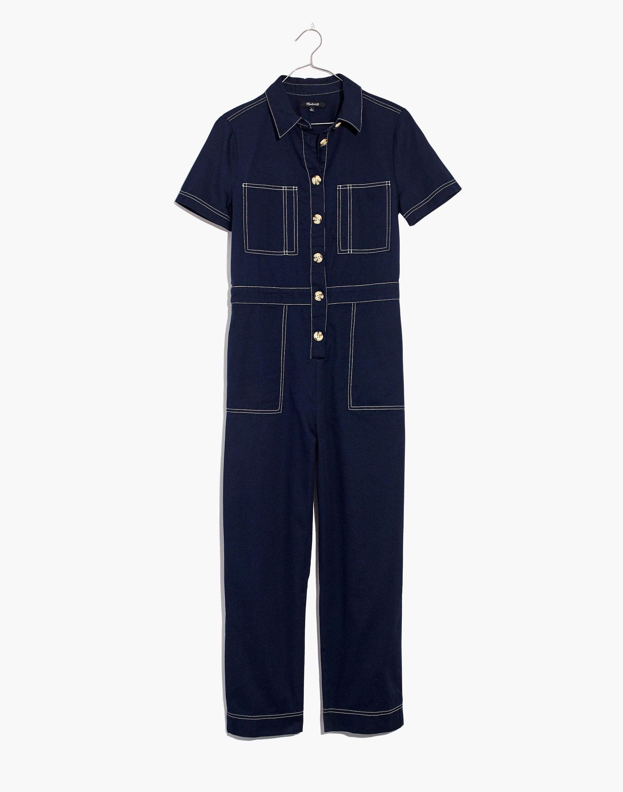 Contrast-Stitch Retro Jumpsuit