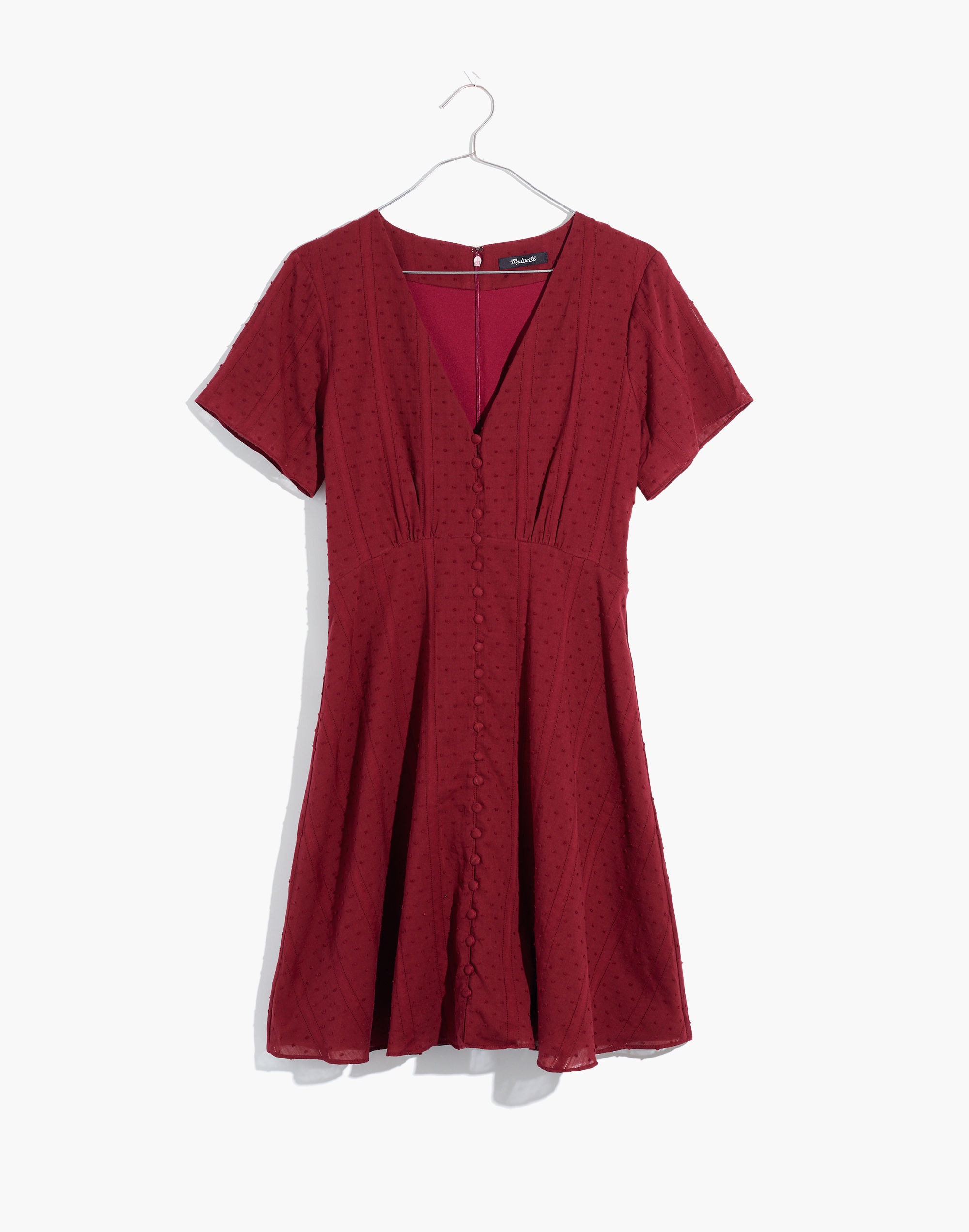 Button-Front Swing Dress in Swiss Dot