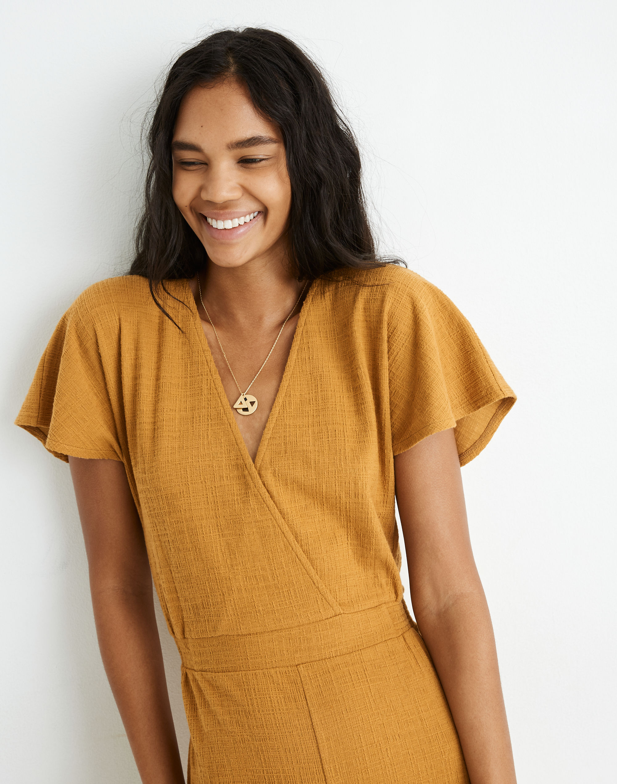 Texture &amp; Thread Wide-Leg Wrap Jumpsuit