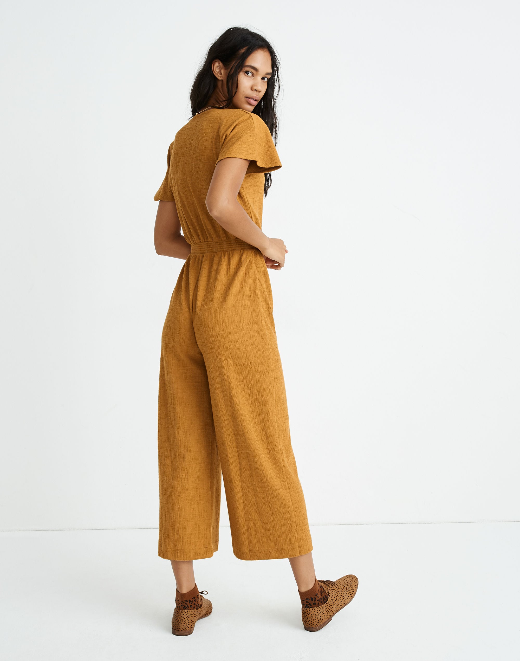 Texture &amp; Thread Wide-Leg Wrap Jumpsuit